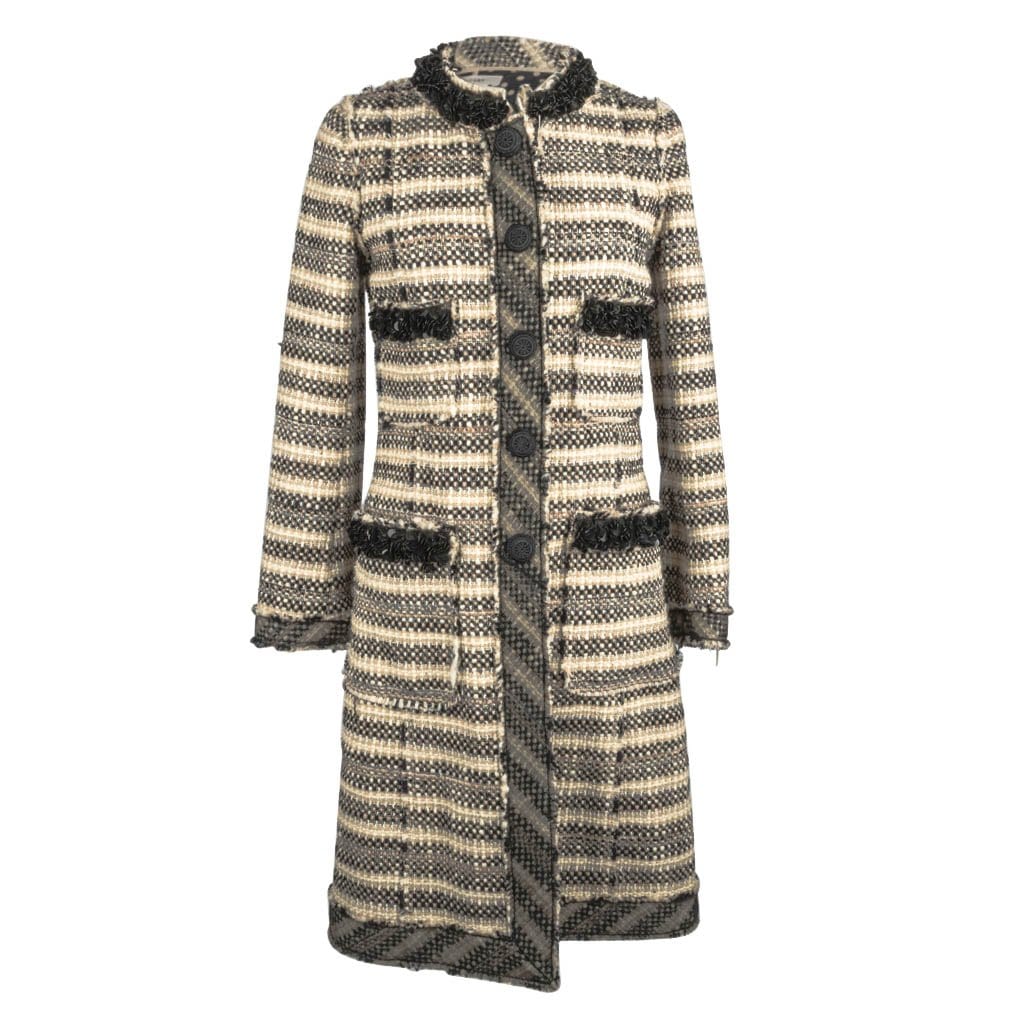 Marc Jacobs Coat Tweed w/ Embellished Details Polka Dot Lining 4