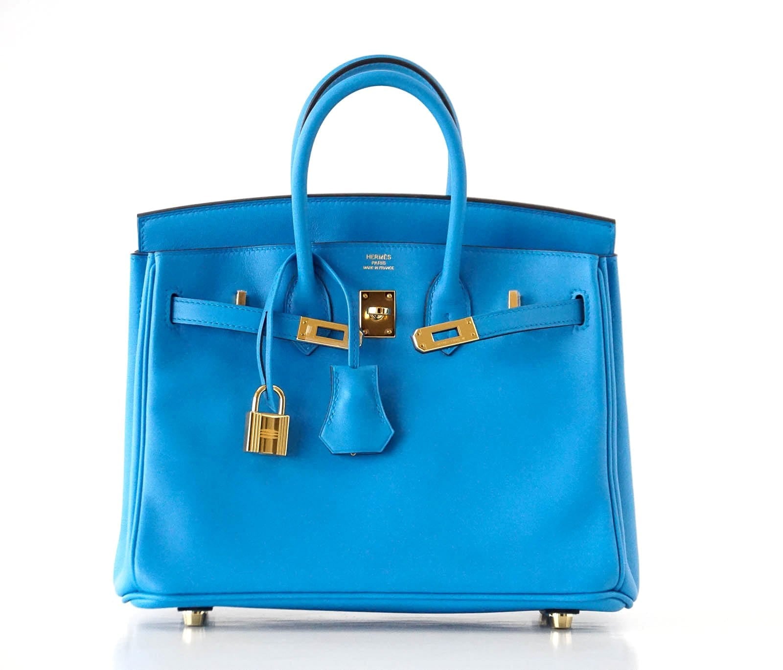 Hermes Birkin Bag 25 Blue Zanzibar Swift Gold Hardware • MIGHTYCHIC • 