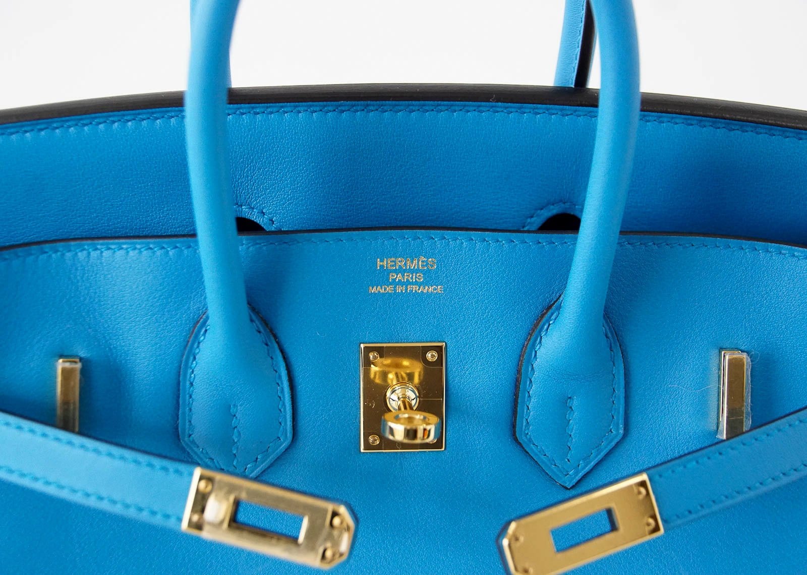 Hermes Birkin 25 Bag Blue Zanzibar Swift Gold Hardware New