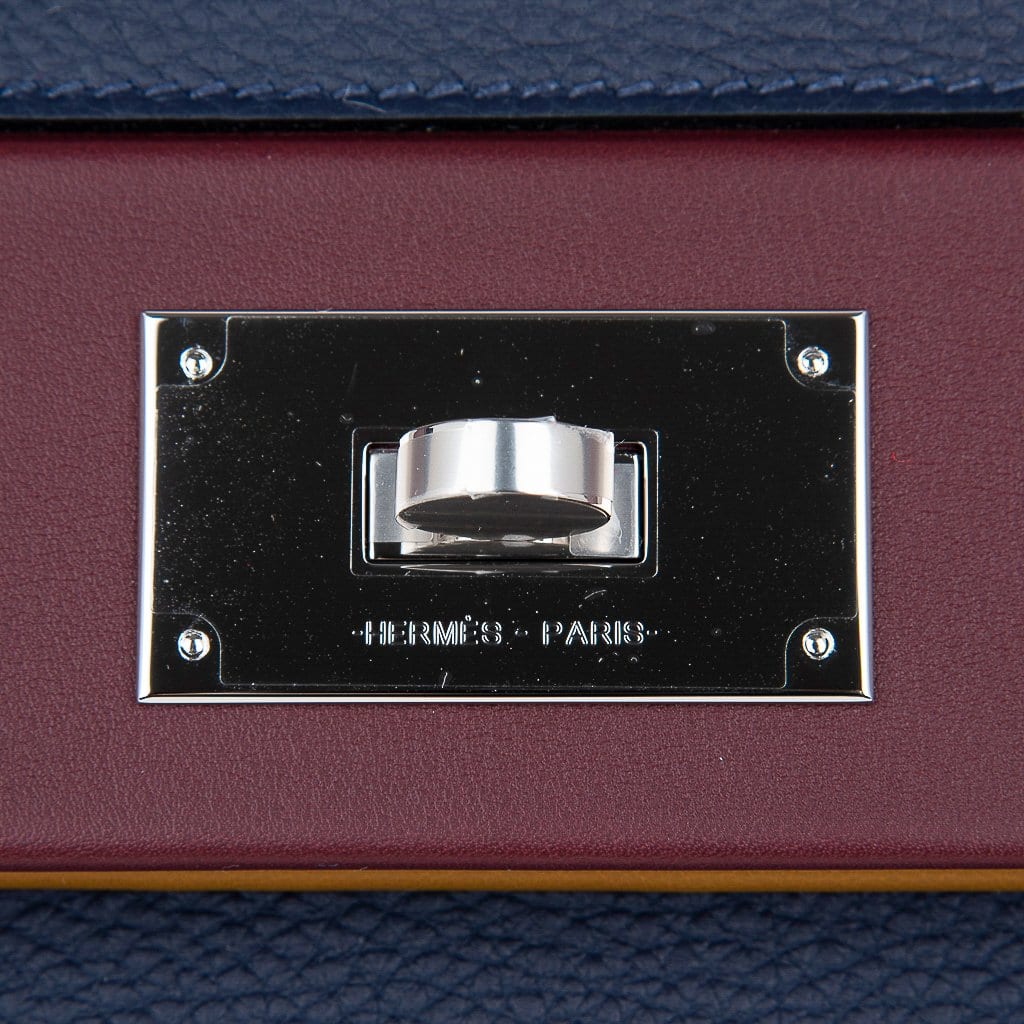 Hermes Blue Brighton Swift Leather Palladium Hardware Mini Berline