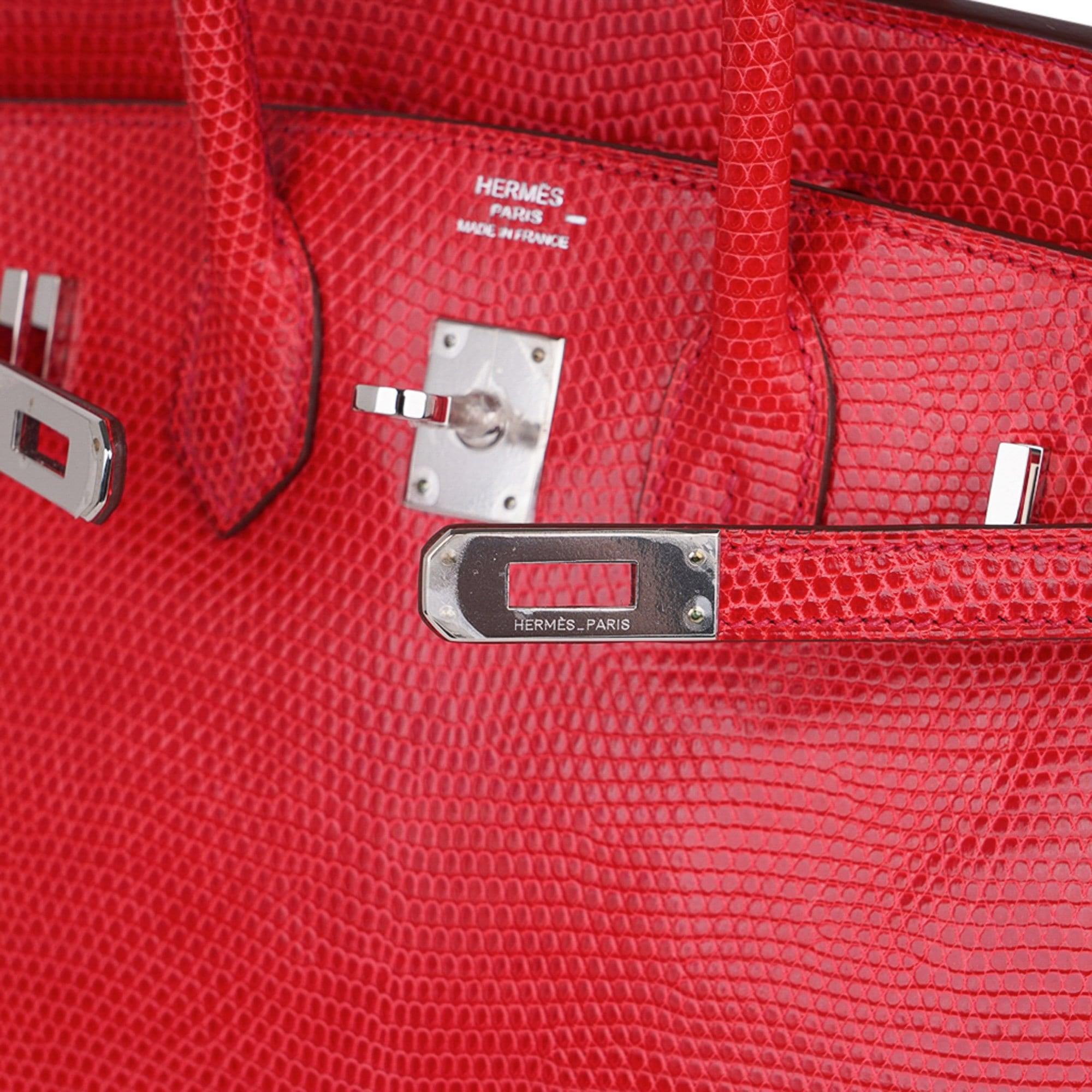 Hermes Birkin 25 Rouge Exotic Lizard Bag Palladium Hardware For Sale at  1stDibs