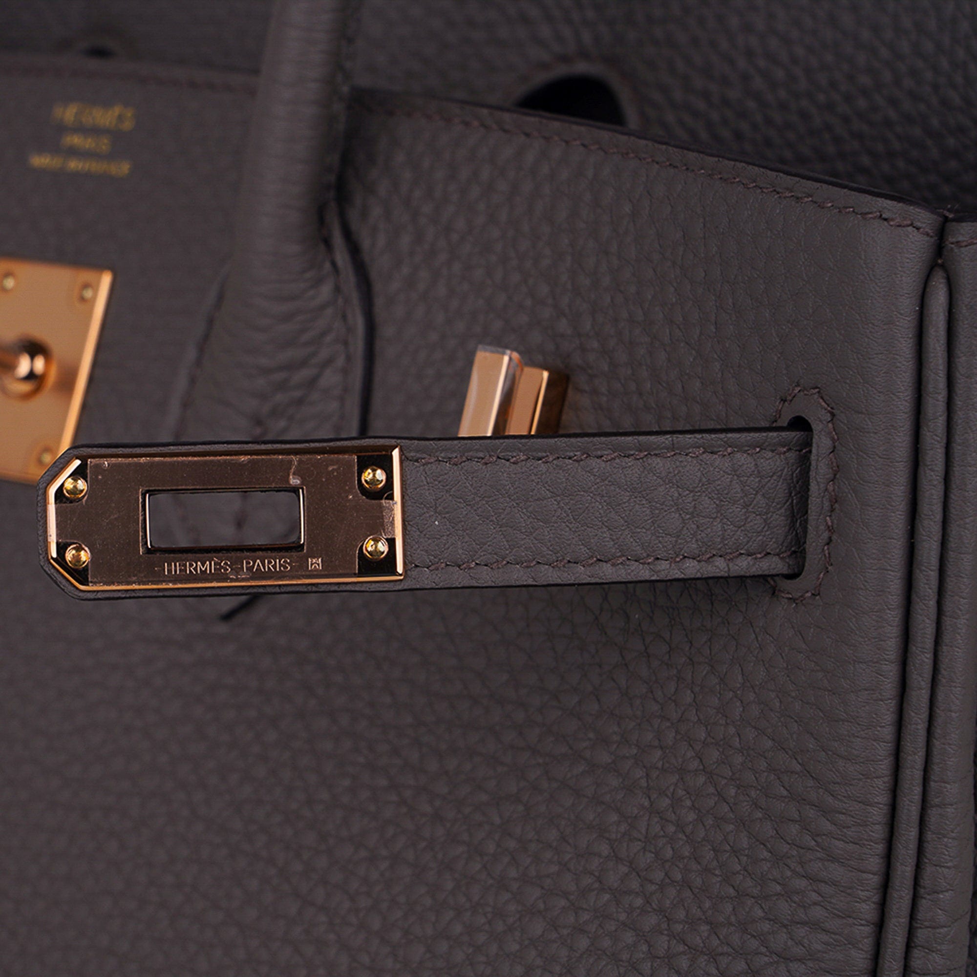 NEW Hermès Birkin 25 Mini Togo Etain Grey Leather Rose Gold RGHW Z