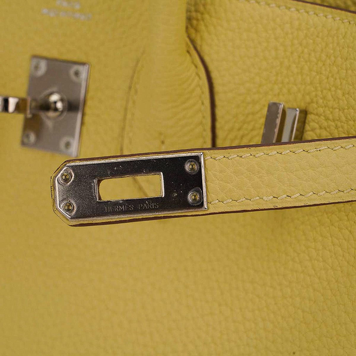 Hermes Birkin 25 Jaune Poussin Bag Palladium Hardware Togo Leather