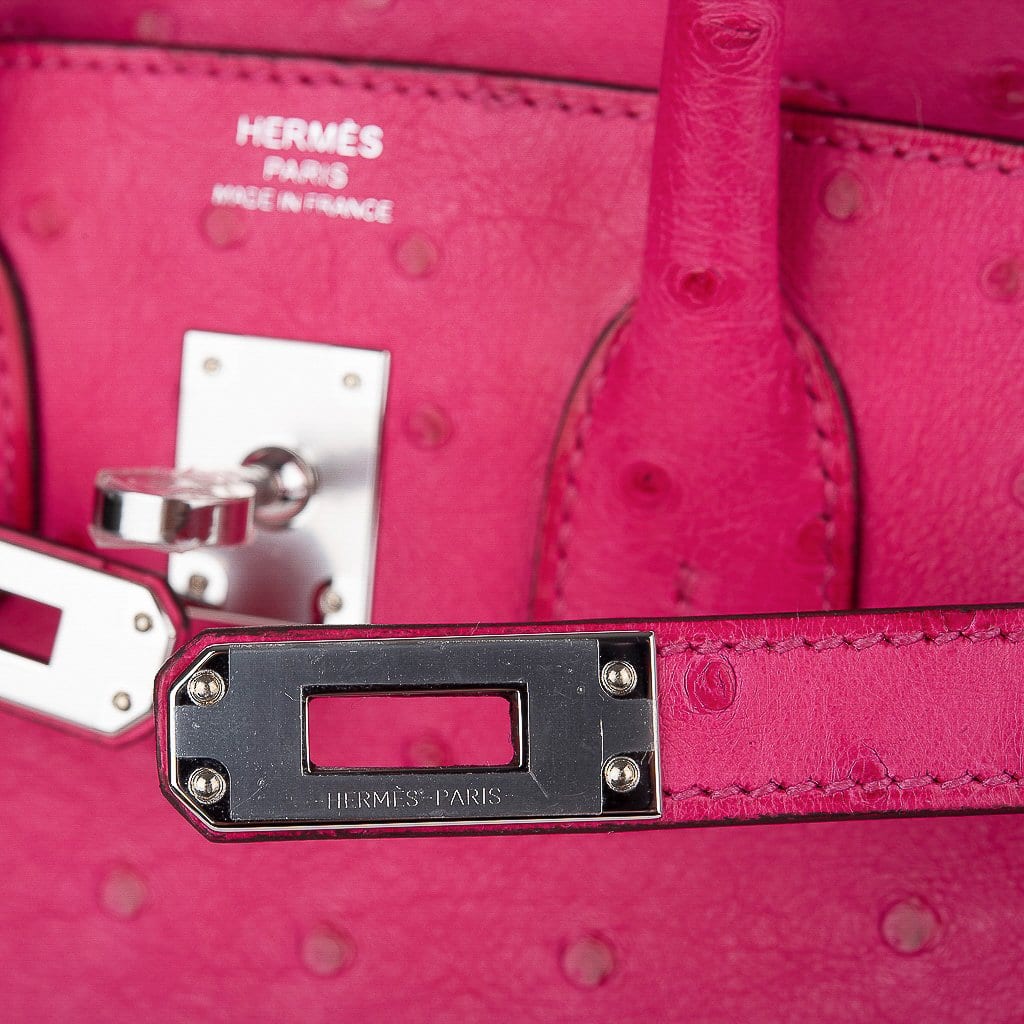 Hermès Birkin 25 Rose Tyrien Ostrich Palladium Hardware PHW — The