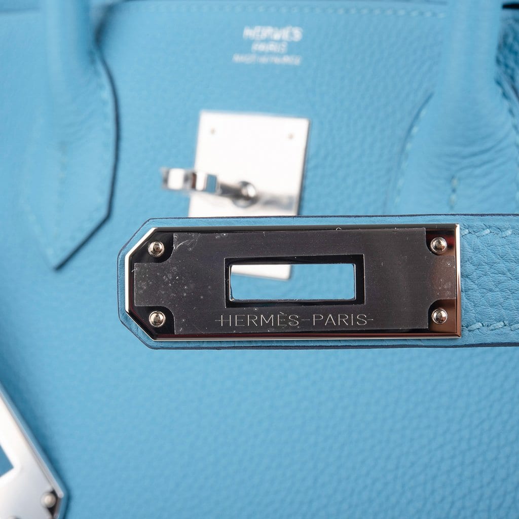 Pre-owned Hermes Birkin 35 Bleu Jean Togo Palladium Hardware