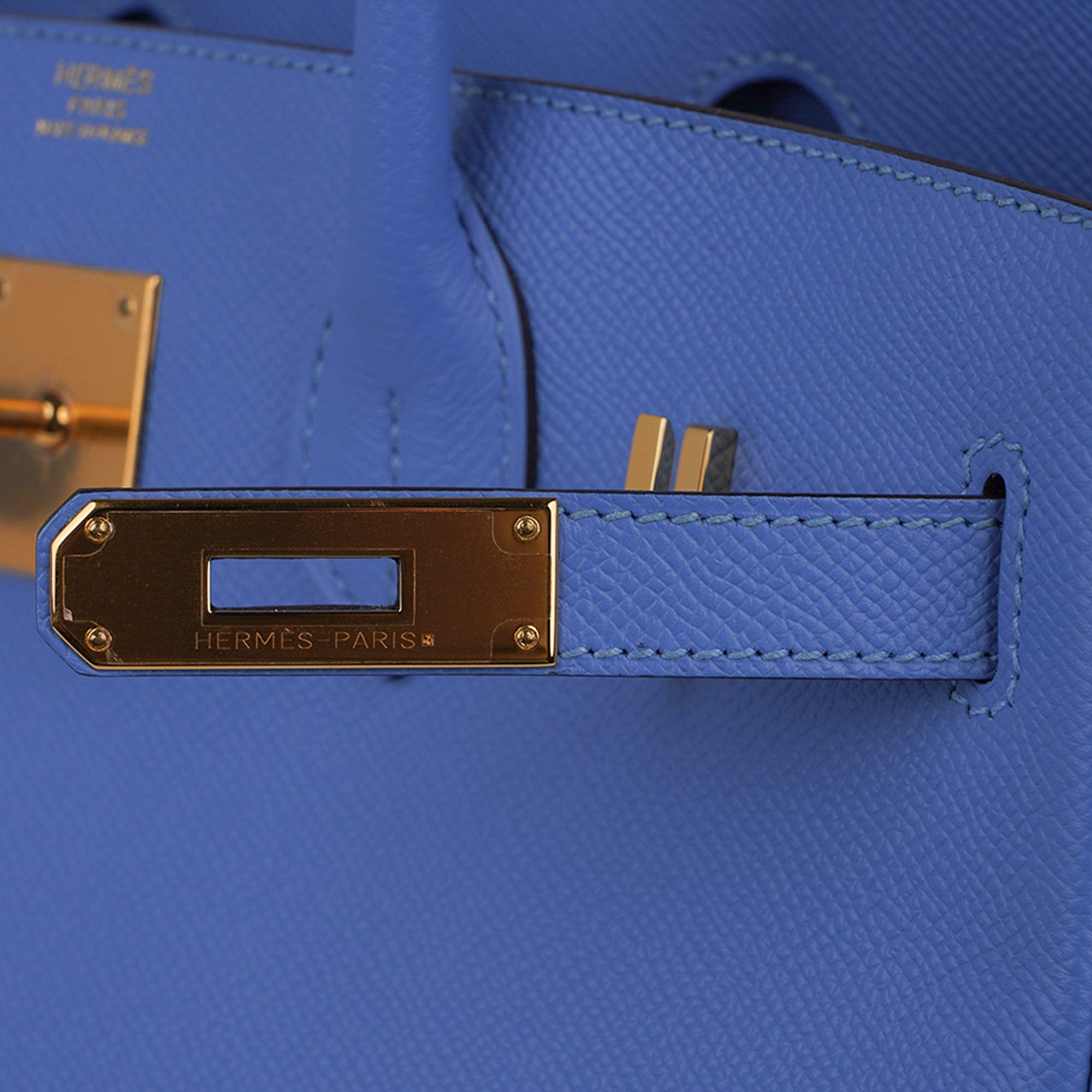 Hermes Blue Izmir Epsom Leather Gold Hardware Birkin 30 Bag Hermes
