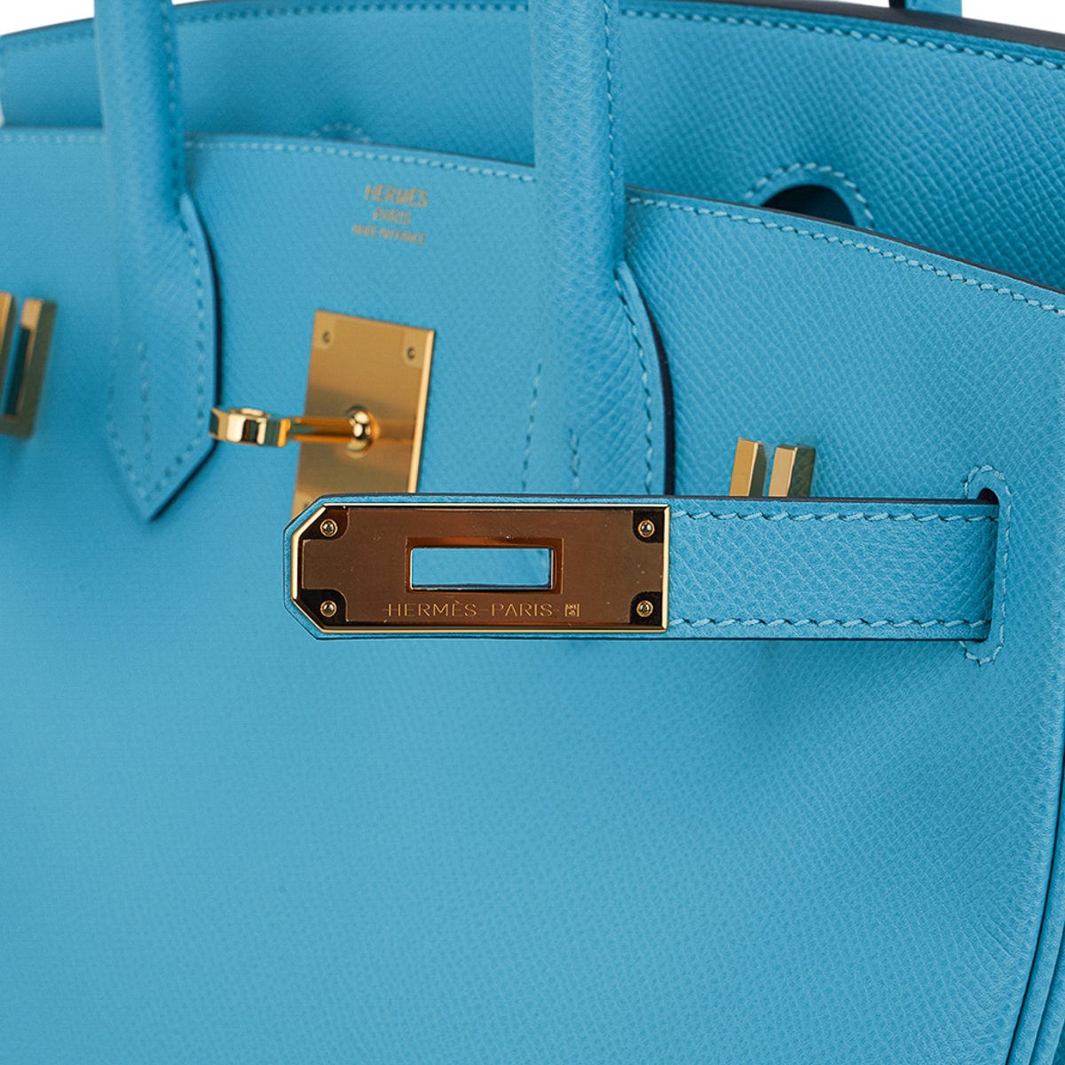Hermes Birkin 30 Tasche Blau Celeste Gold Hardware Epsom Leder