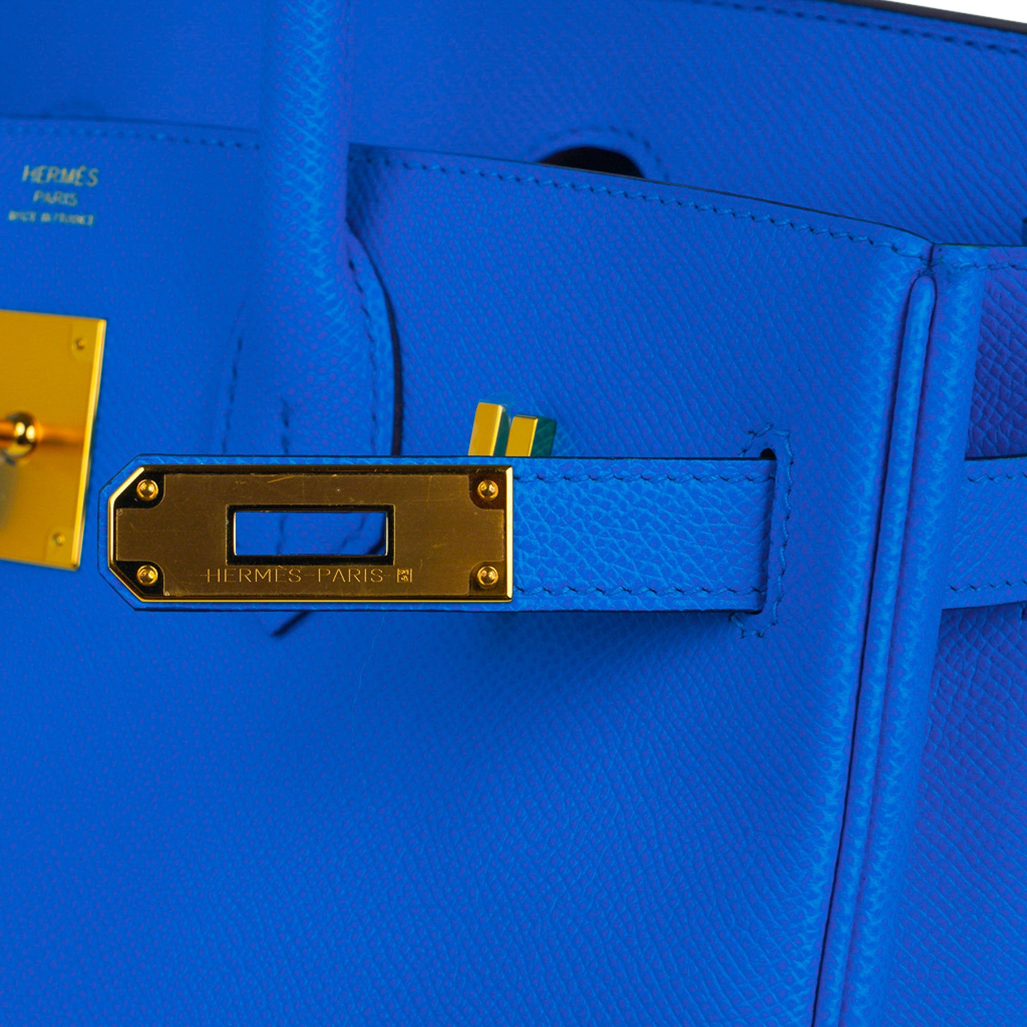 Hermes Birkin Sellier 25 Bleu Frida Epsom Gold Hardware
