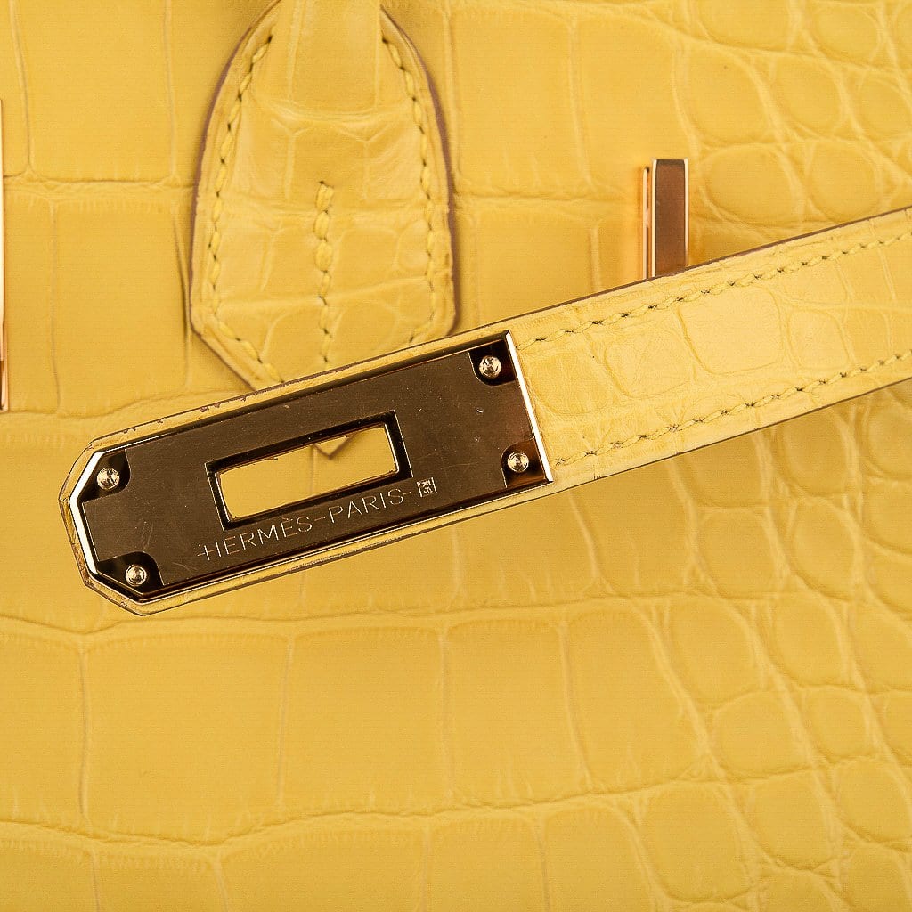Hermes Birkin Touch 30 Bag Gold Matte Alligator / Togo Limited
