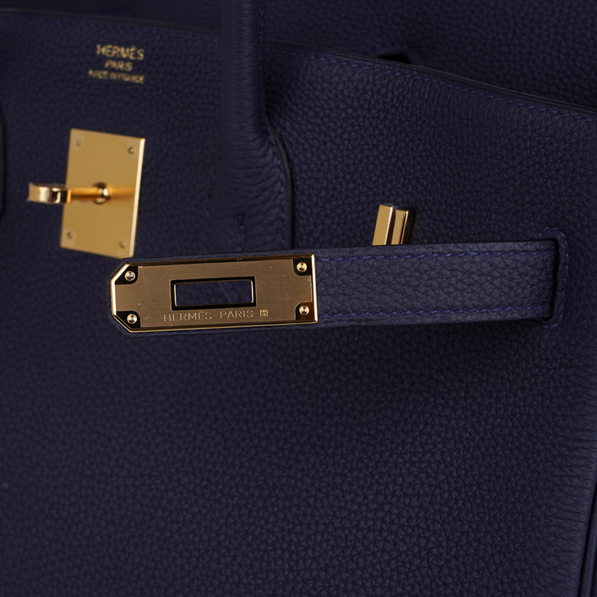 Hermes, Gold & Togo Leather Birkin in Blue Nuit