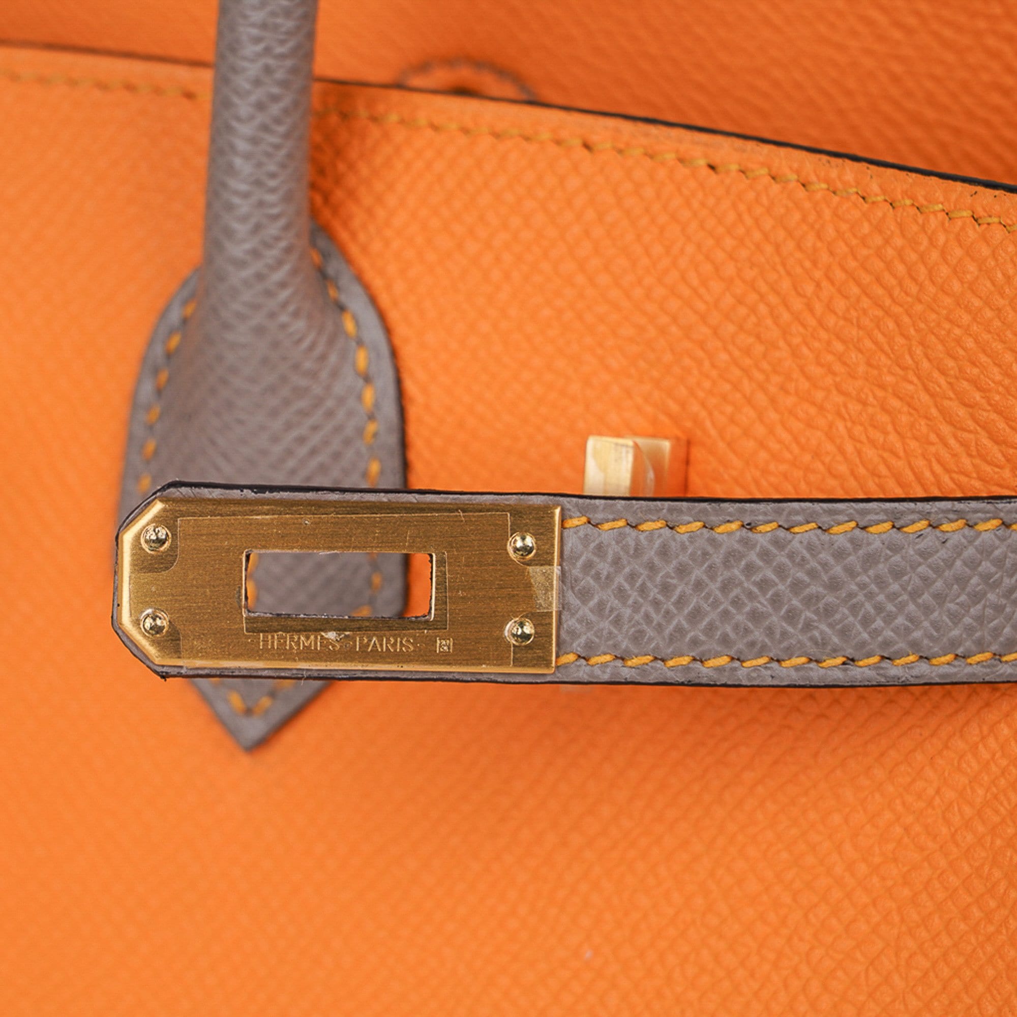 Hermes Birkin HSS 25 Bag Jaune Ambre / Gris Asphalte Gold Hardware •  MIGHTYCHIC • 