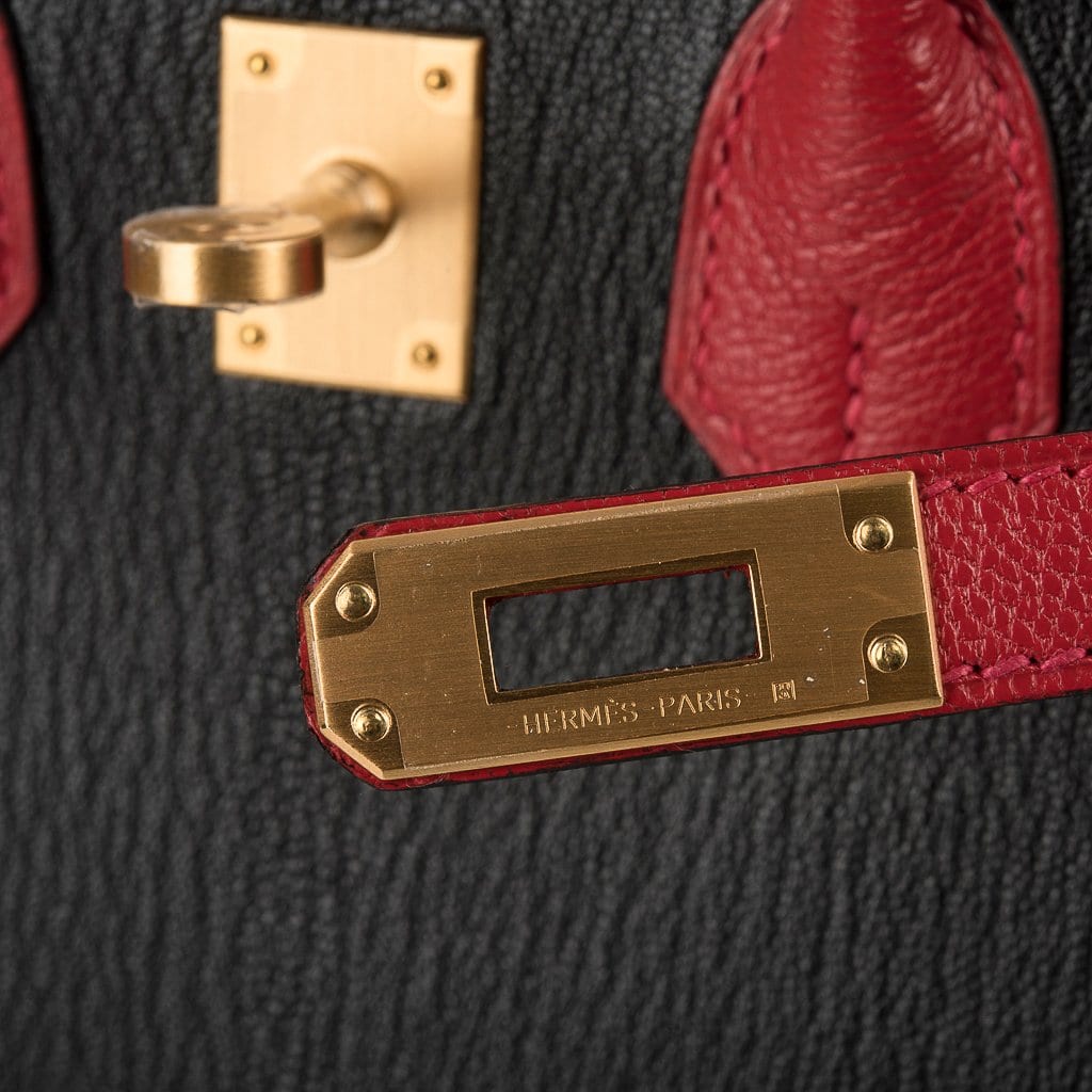 Hermès Hermes Birkin Hss 30 Bag Rouge Casaque And Black Chevre Brushed Gold  Hardware in Red
