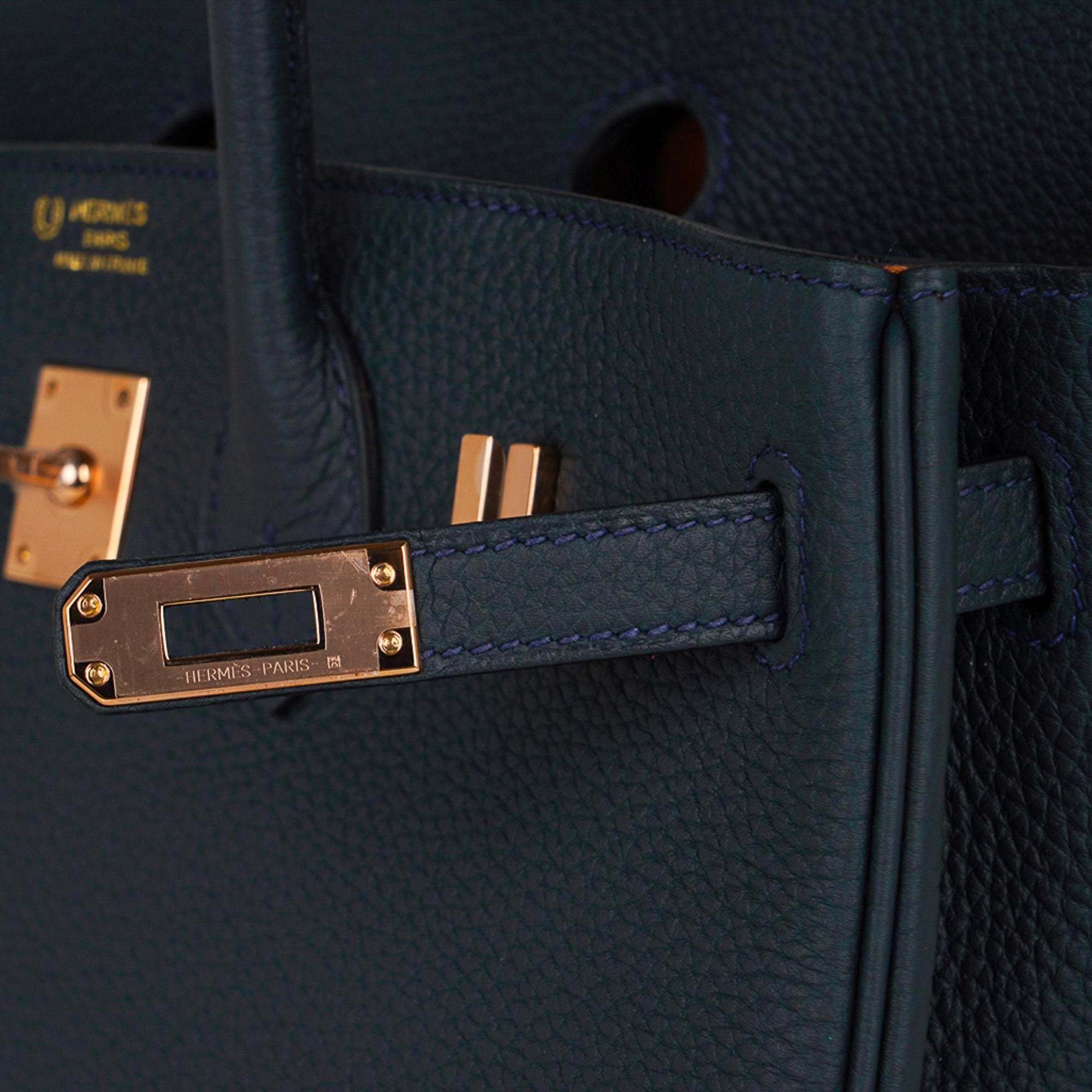 Hermes Birkin bag 25 Blue nuit Togo leather Rose gold hardware