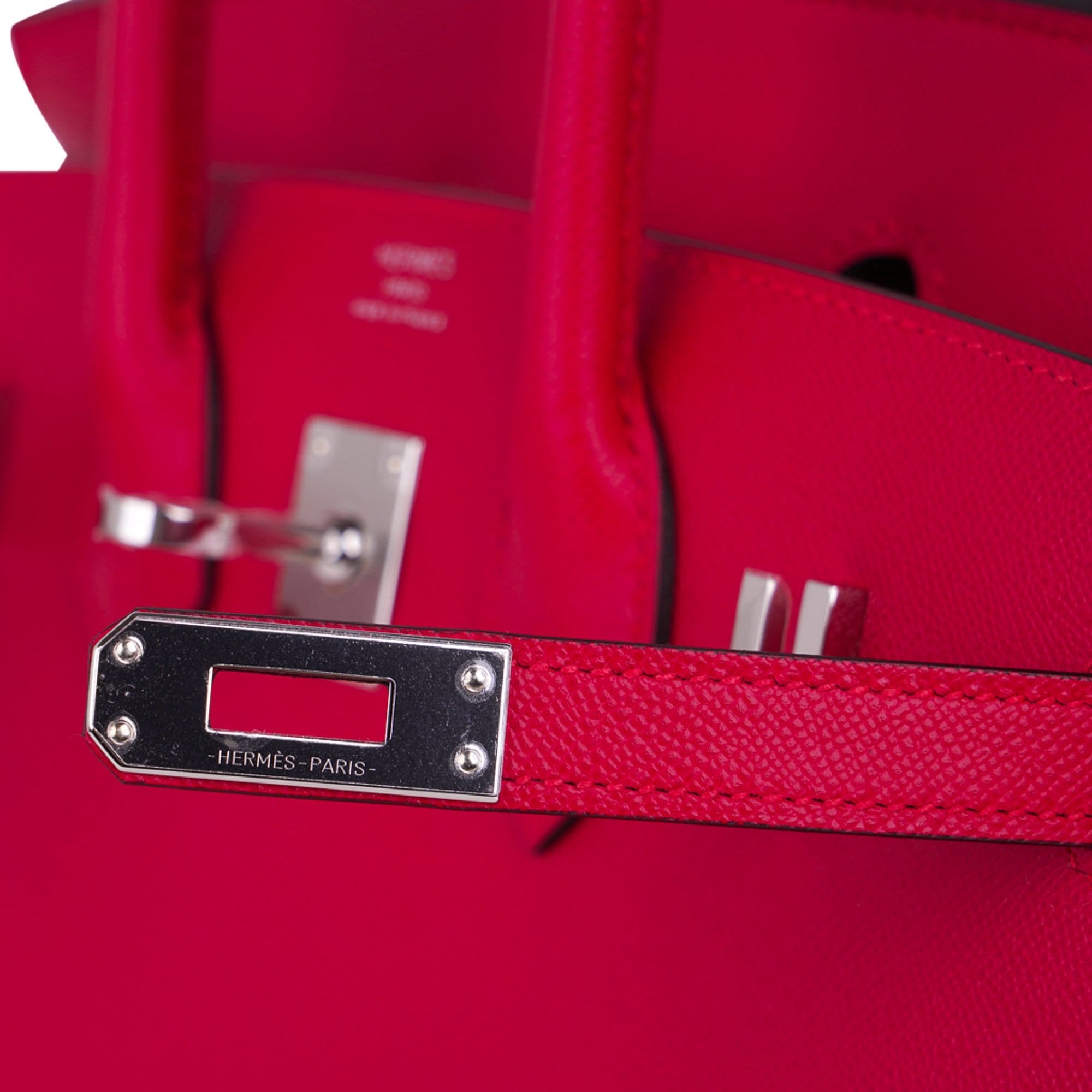 Hermes Birkin 25 Sellier Framboise Bag Palladium Hardware Veau Madame  Leather