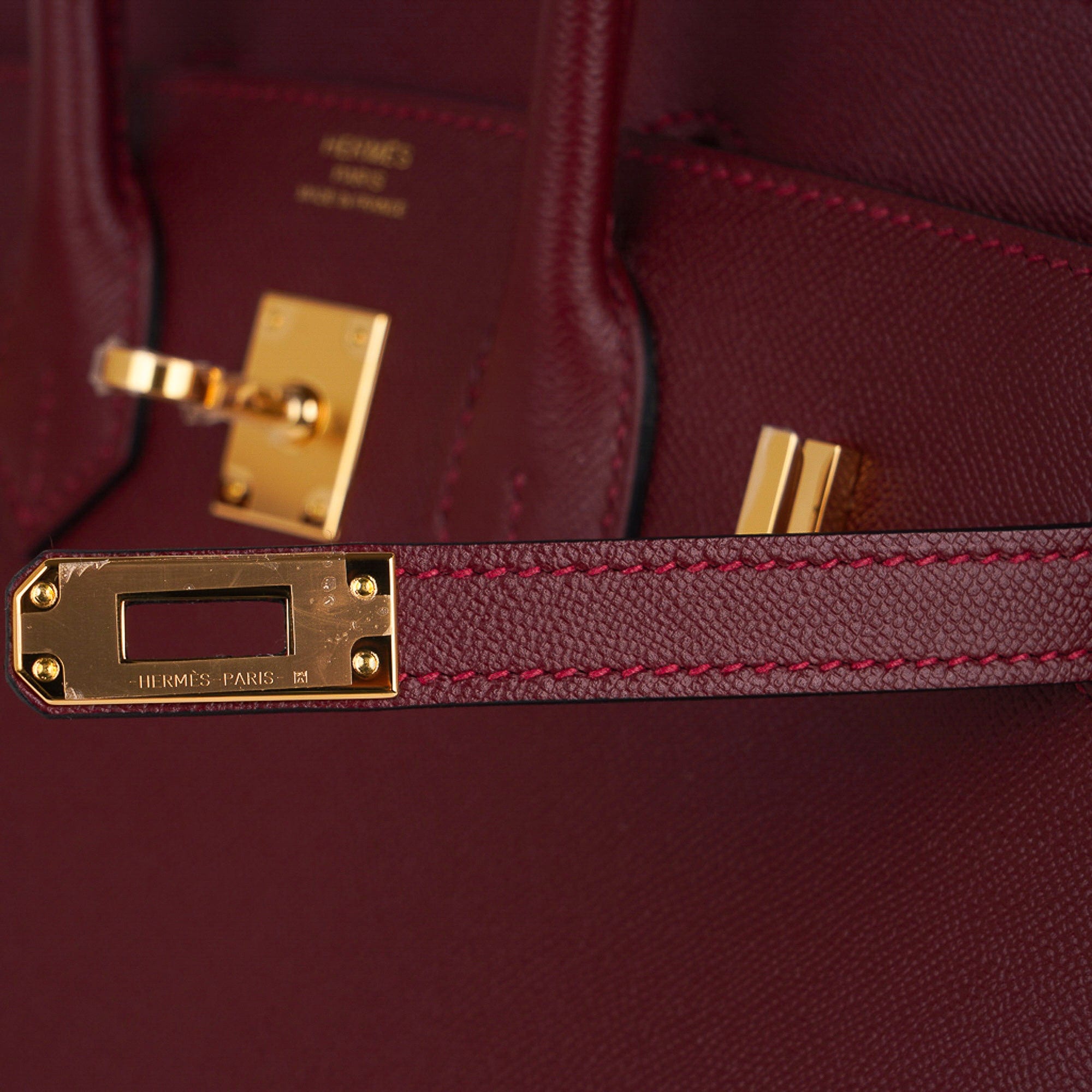 Birkin Sellier 25 Rouge H Veau Madame Leather Gold Plated Z Stamp