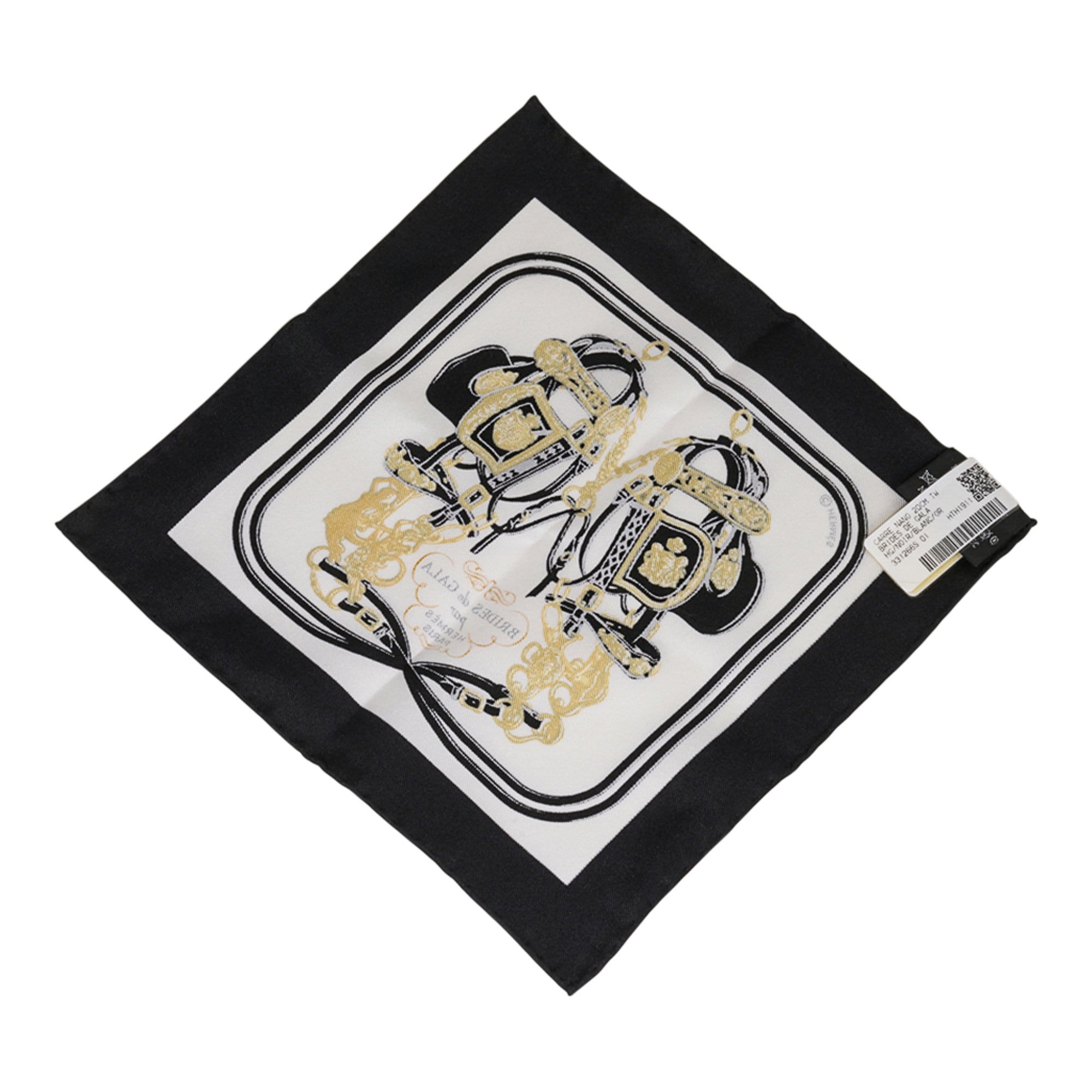 Hermes Scarf Nano Brides de Gala Noir / Blanc / Or New w/ Box – Mightychic