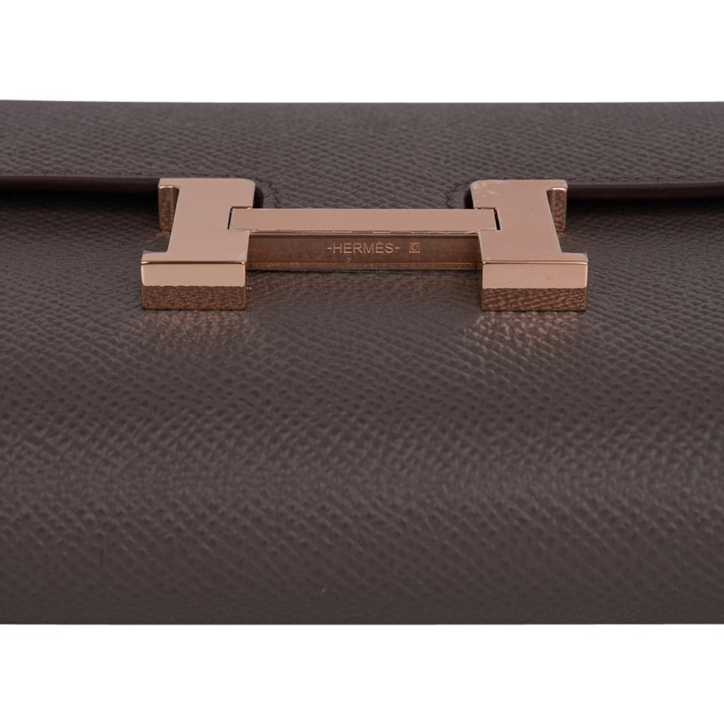 Hermès Constance Wallet Etain Epsom Leather Rose Gold Hardware at