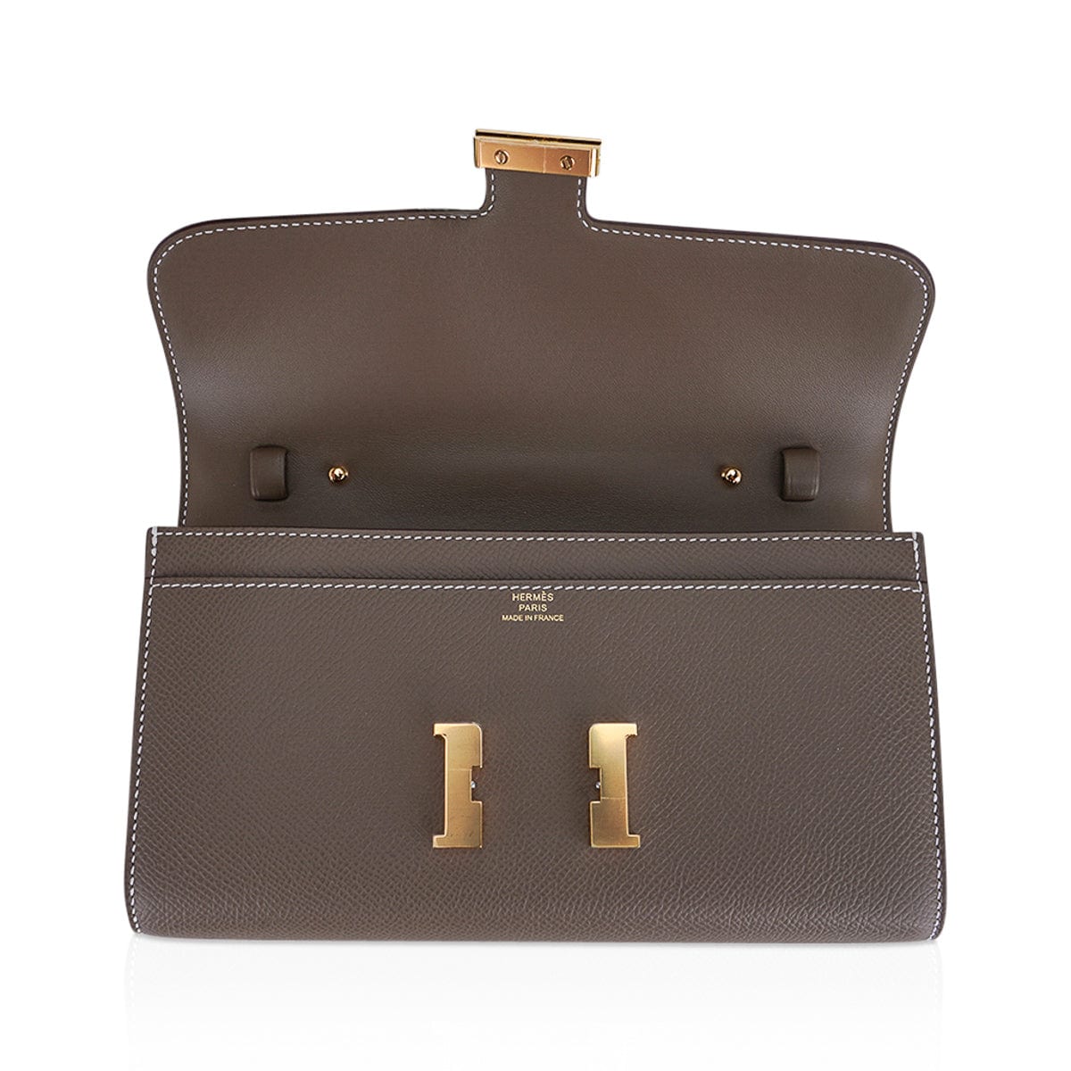 Hermès Constance Long To Go Wallet In Etoupe Epsom With Palladium