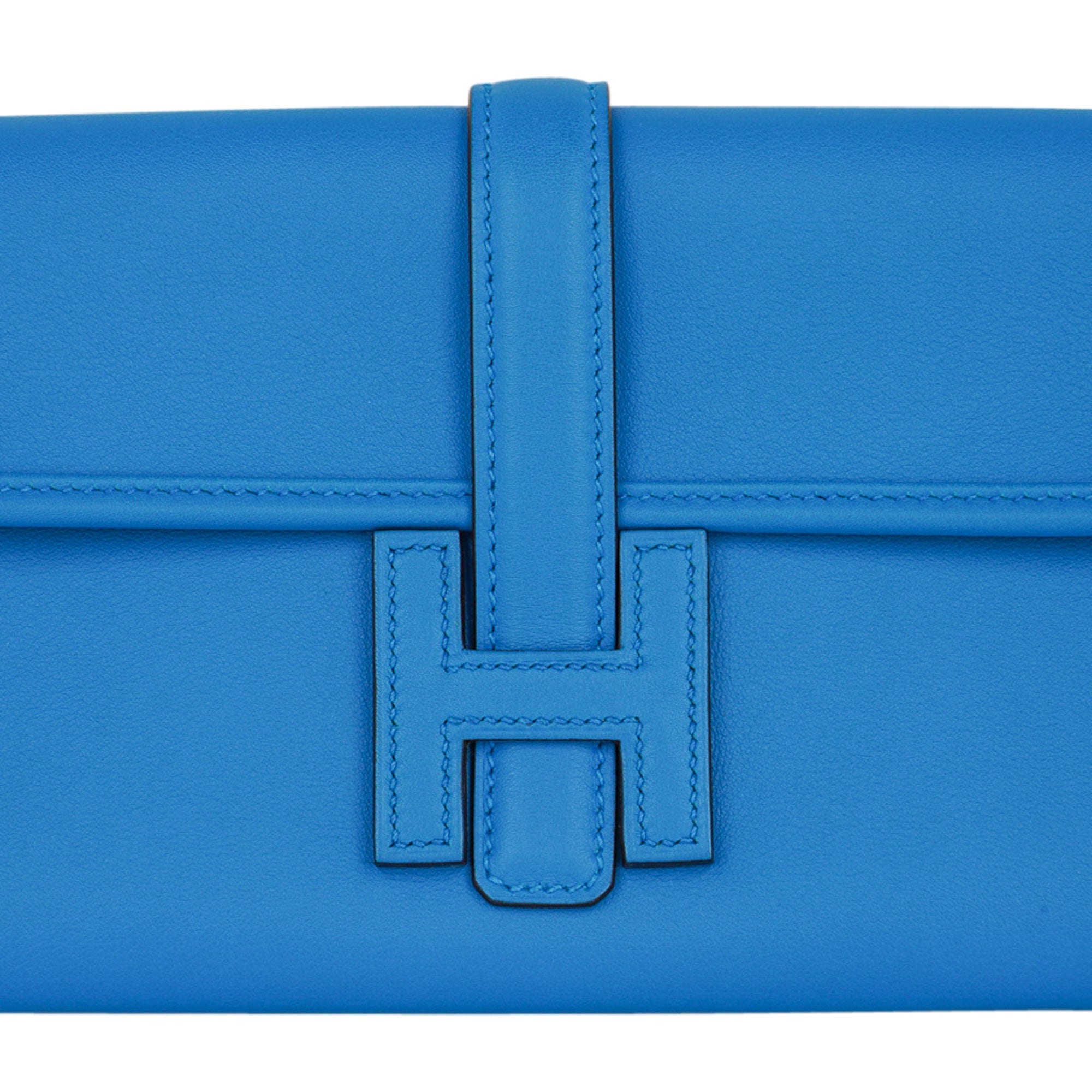 Hermes Jige Duo Wallet / Clutch Blue Zanzibar New w/Box – Mightychic