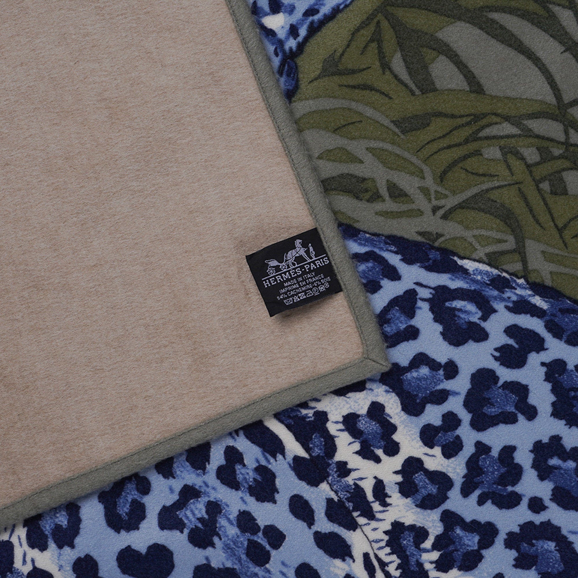 Hermes Blanket Jungle Love Olive Mongolian Cashmere / Silk New w/ Box