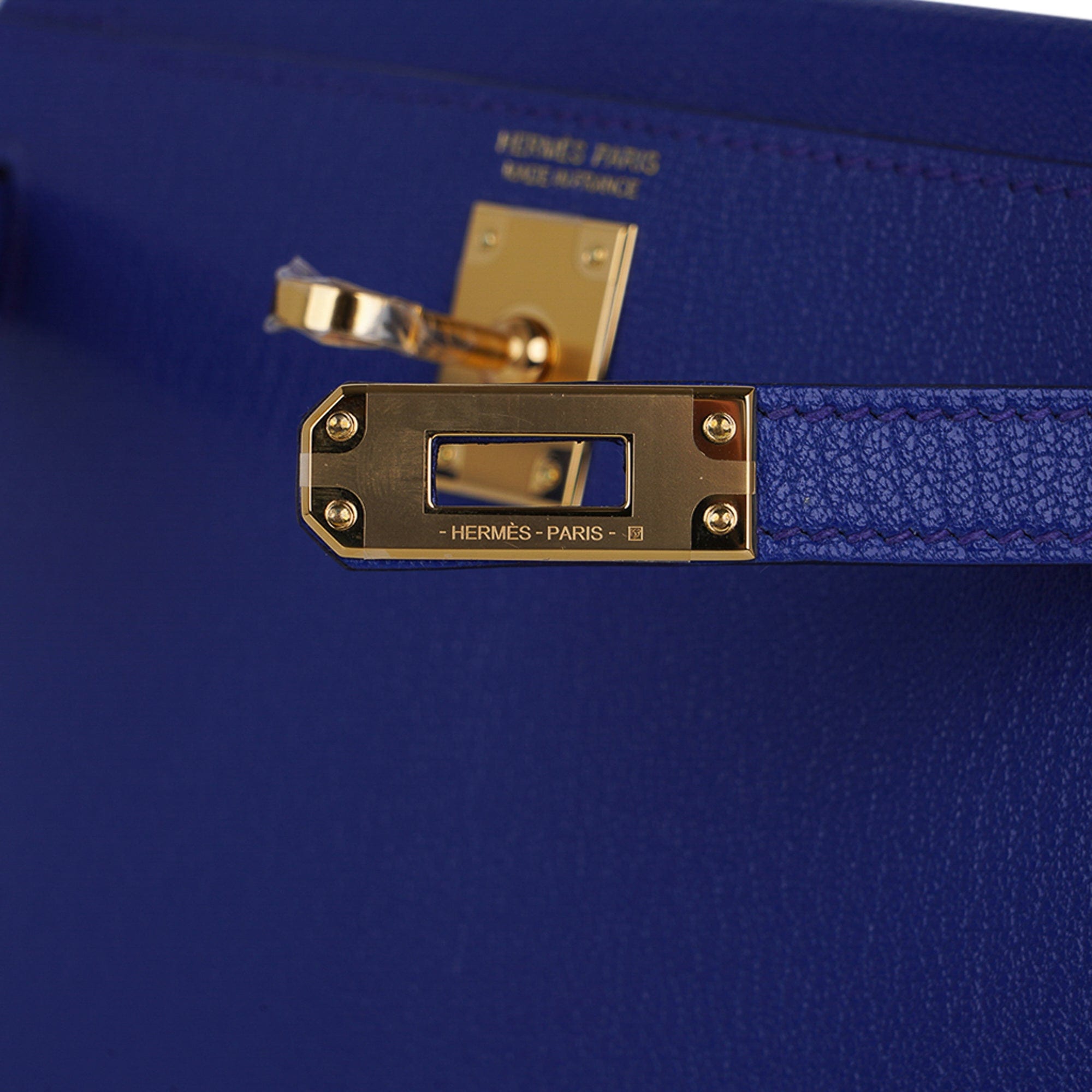Hermes Kelly bag mini Sellier Blue brume Chevre myzore goatskin Gold  hardware