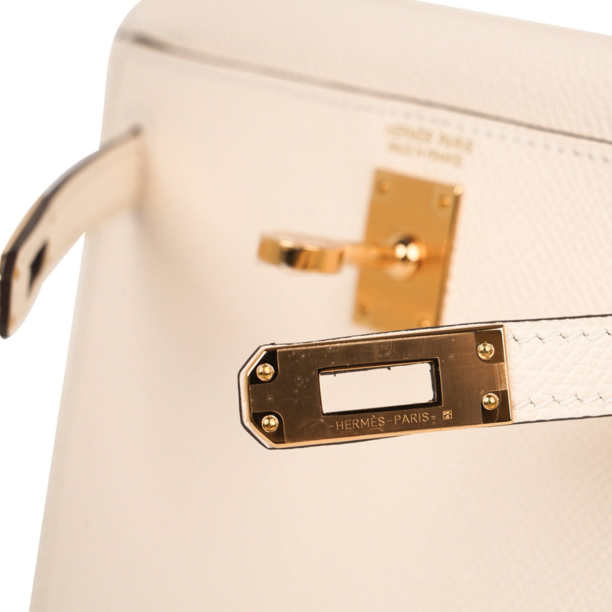 Hermes Craie Off White Epsom Mini Kelly II 20 cm Bag Pochette Clutch