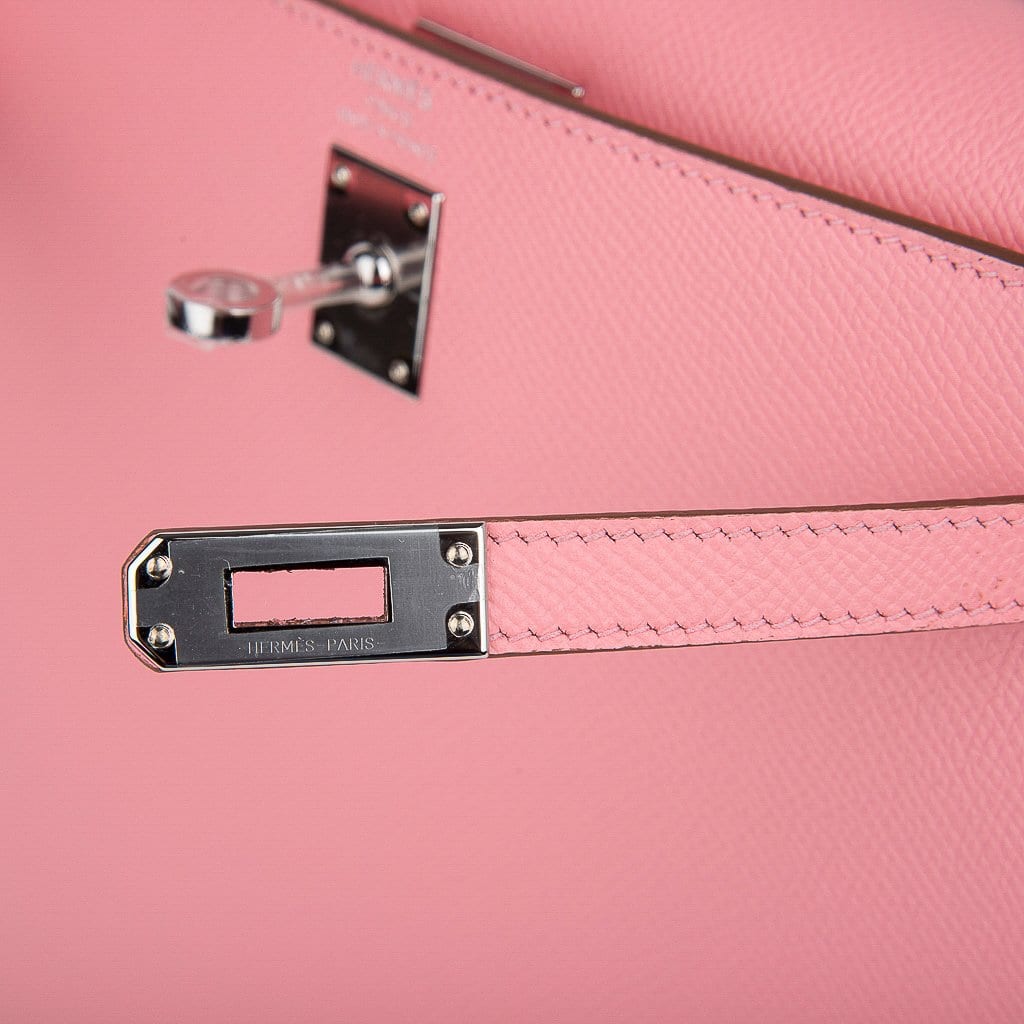 Hermes 25cm Bubblegum Pink Swift Leather Palladium Plated Kelly