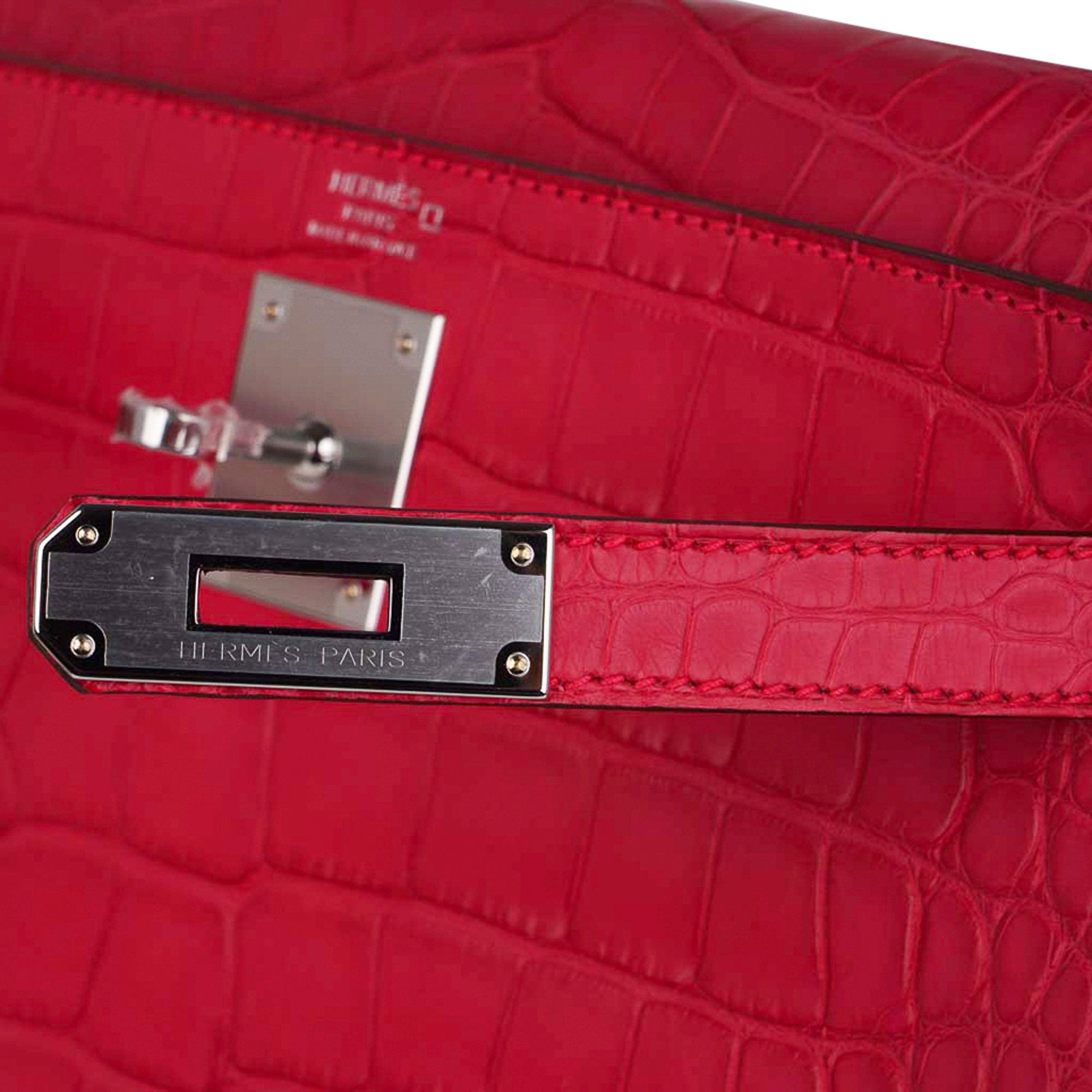 Hermès Rose Extreme Mini Kelly Pochette of Shiny Mississippiensis Alligator  Palladium Hardware, Handbags & Accessories Online, Ecommerce Retail