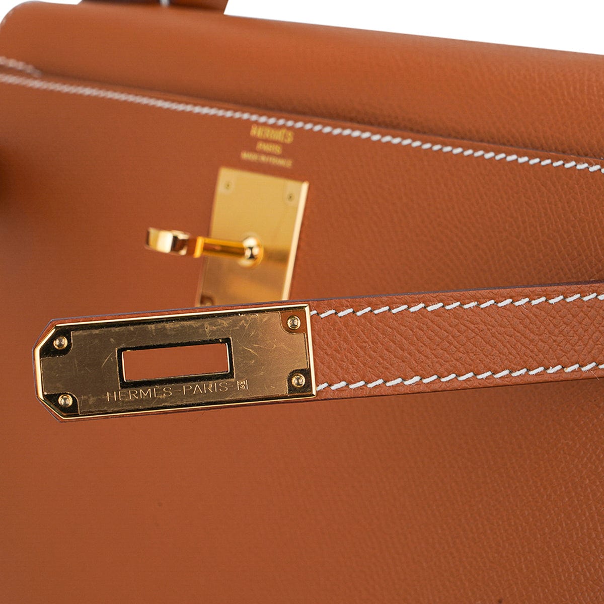 VTG Hermès Kelly 32 Off-white Epsom Leather-Gold Hardware
