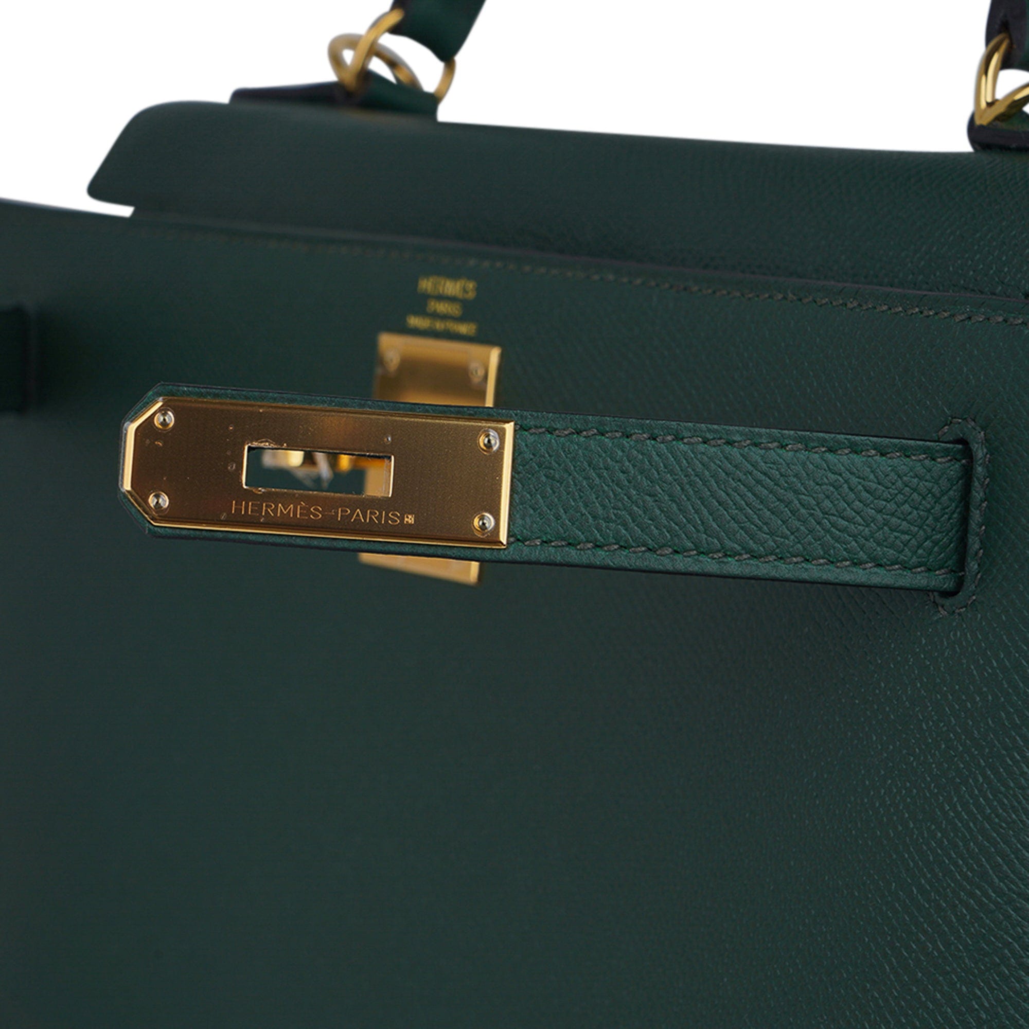 Hermes Kelly Sellier 28 Bag Vert Anglais Epsom Leather with Gold