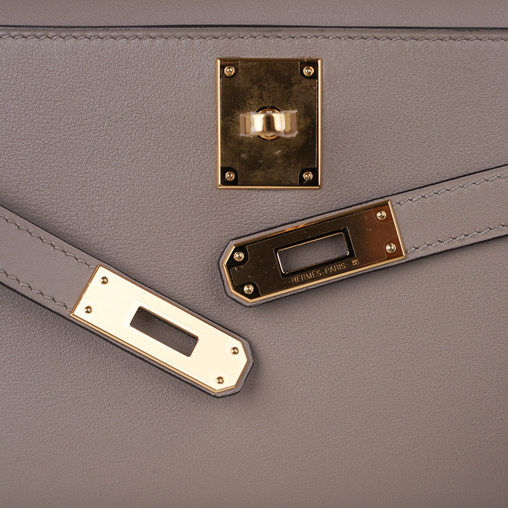 Hermes Kelly Cut Bag Gris Asphalte Gray Clutch Swift Gold Hardware ...