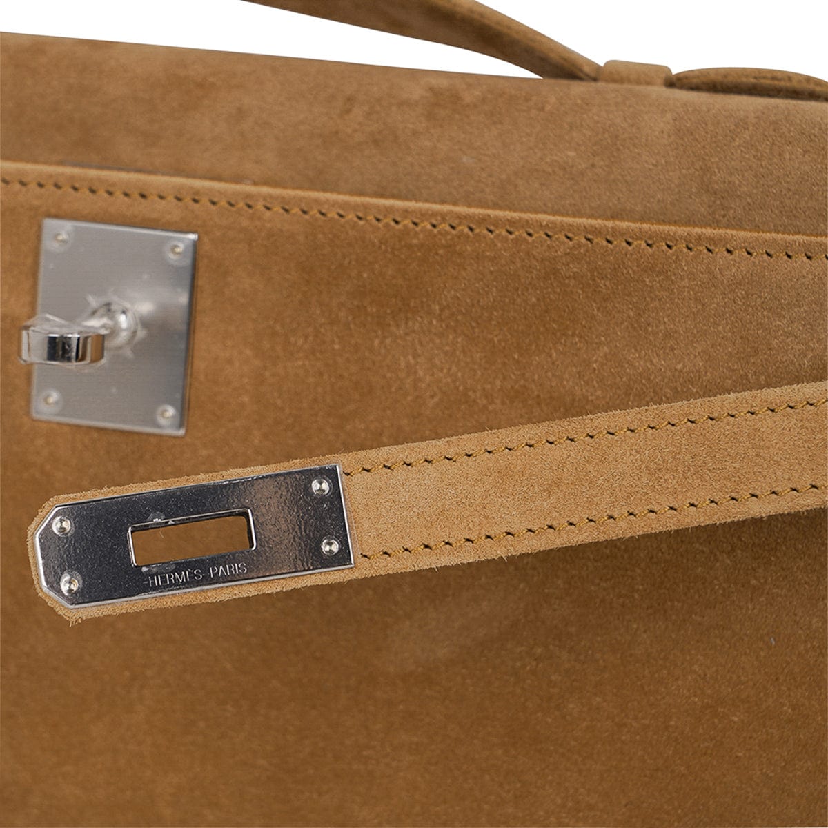 Hermes Kelly Cut Clutch Bag Ocre Doblis Palladium Hardware Limited