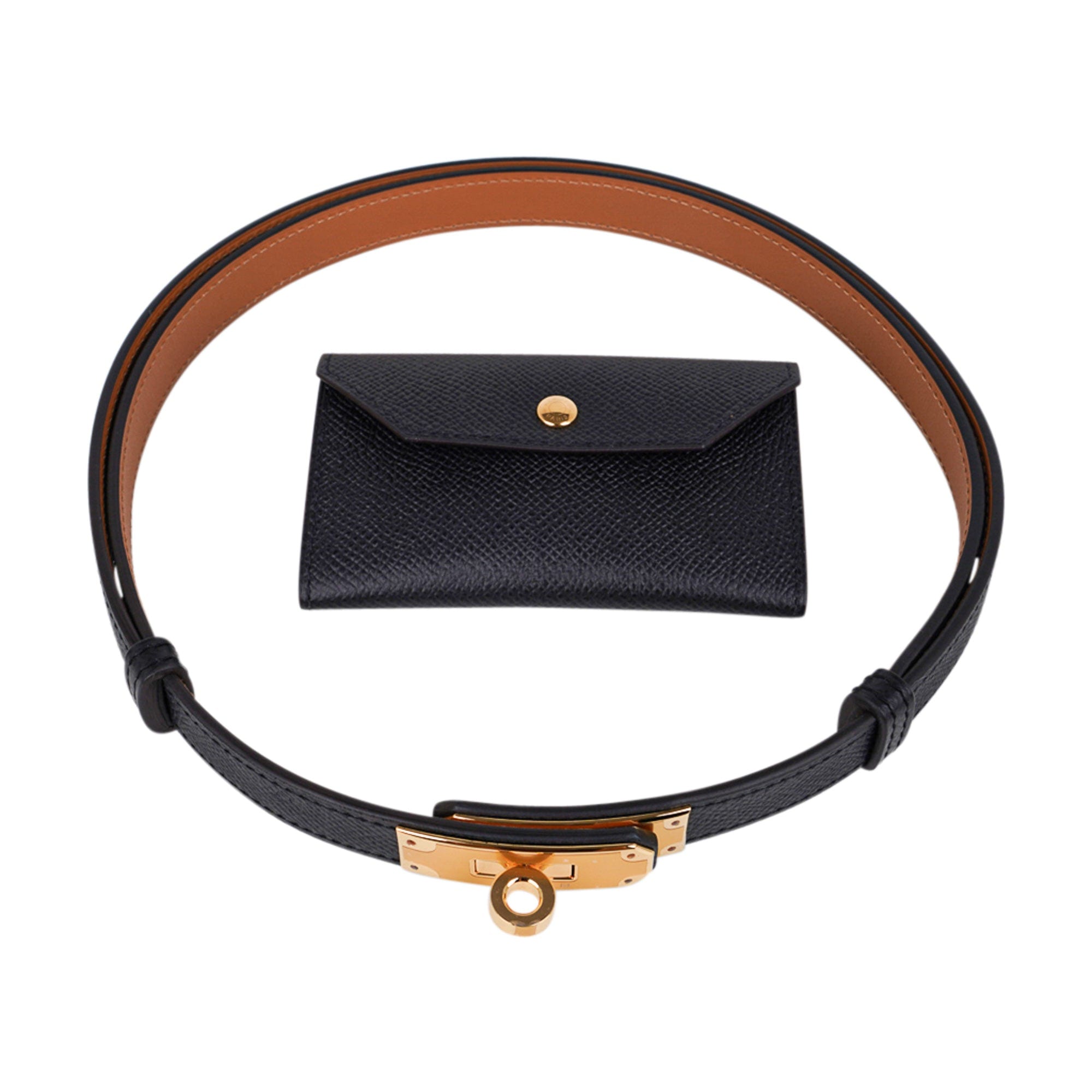 Kelly pocket leather belt Hermès Black size 95 cm in Leather - 34226890
