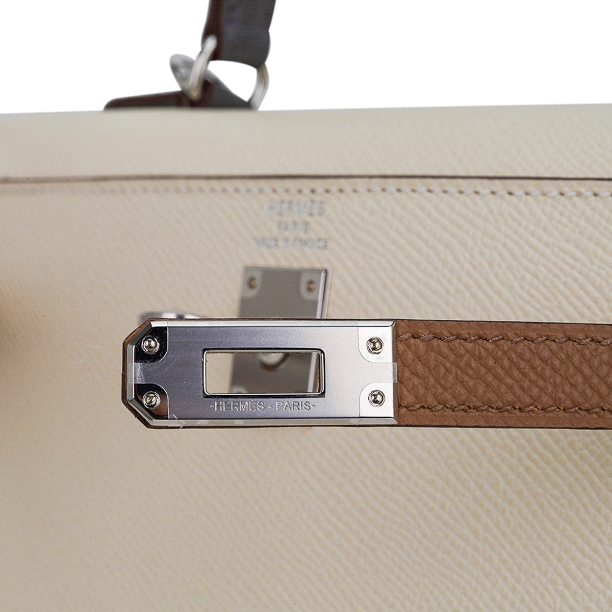 Hermes Kelly 25 Sellier Bag Nata Palladium Hardware Epsom Leather