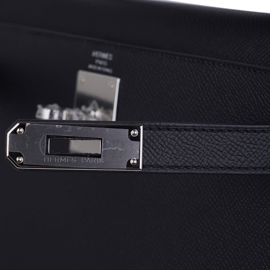 Hermes Kelly Sellier 32 Black Epsom Palladium Hardware