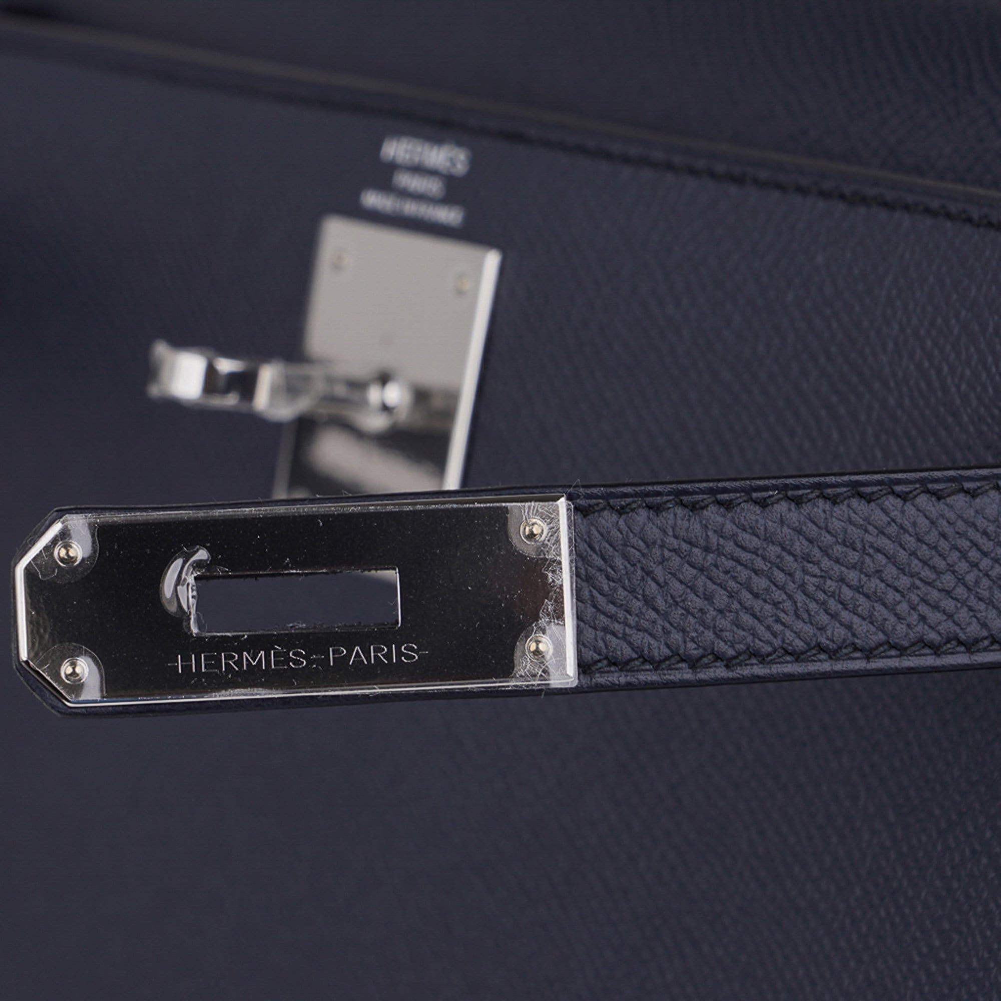 Hermes Kelly 28 Bag Blue Indigo Sellier Epsom Palladium Hardware New/Box