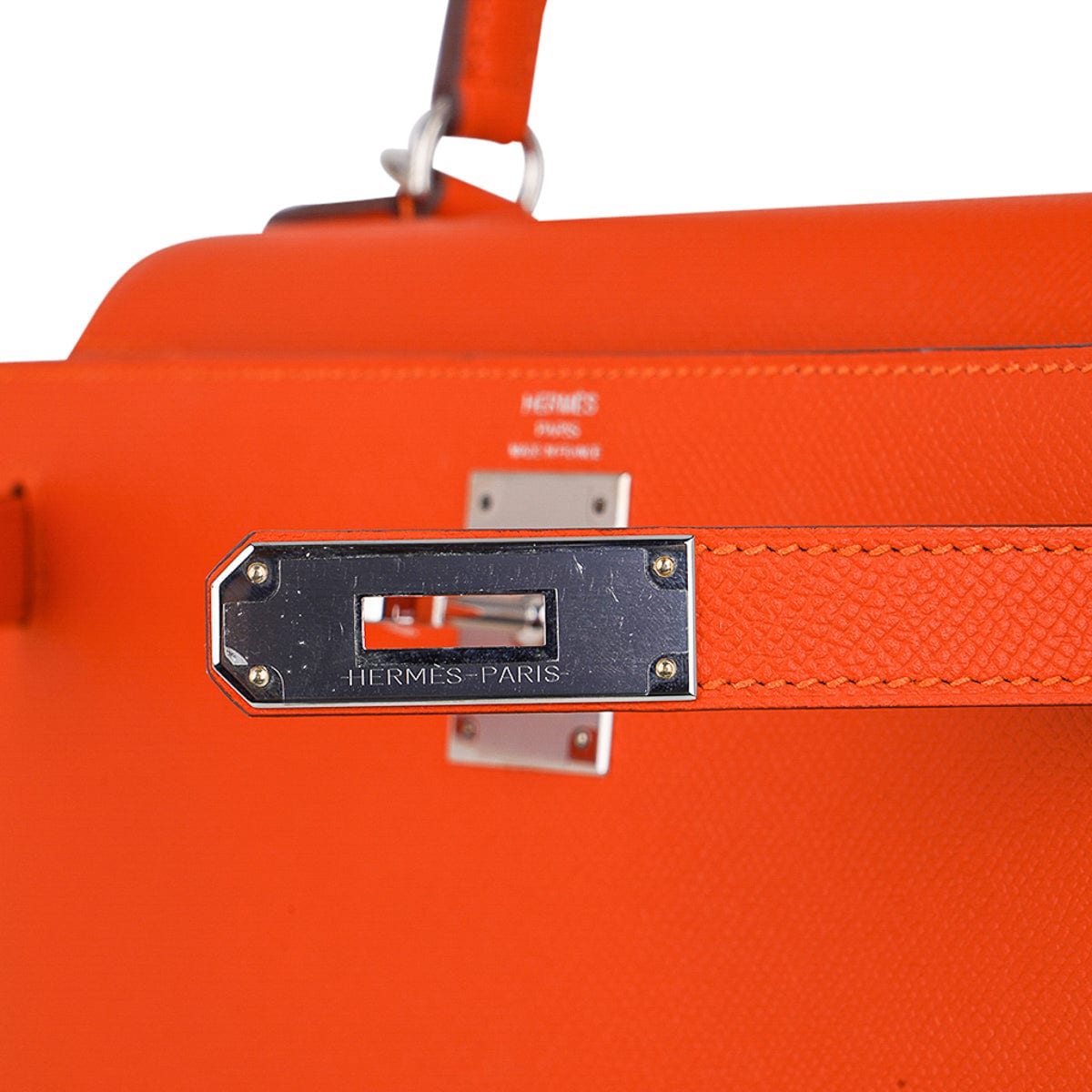 Hermes Orange Epsom Leather Palladium Hardware Kelly Sellier 32 Bag Hermes