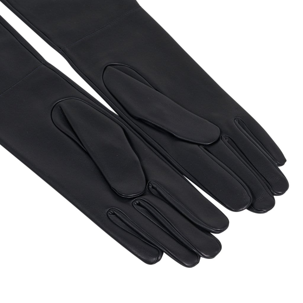 HERMES] Hermes Driving gloves gloves Leather black ladies gloves A