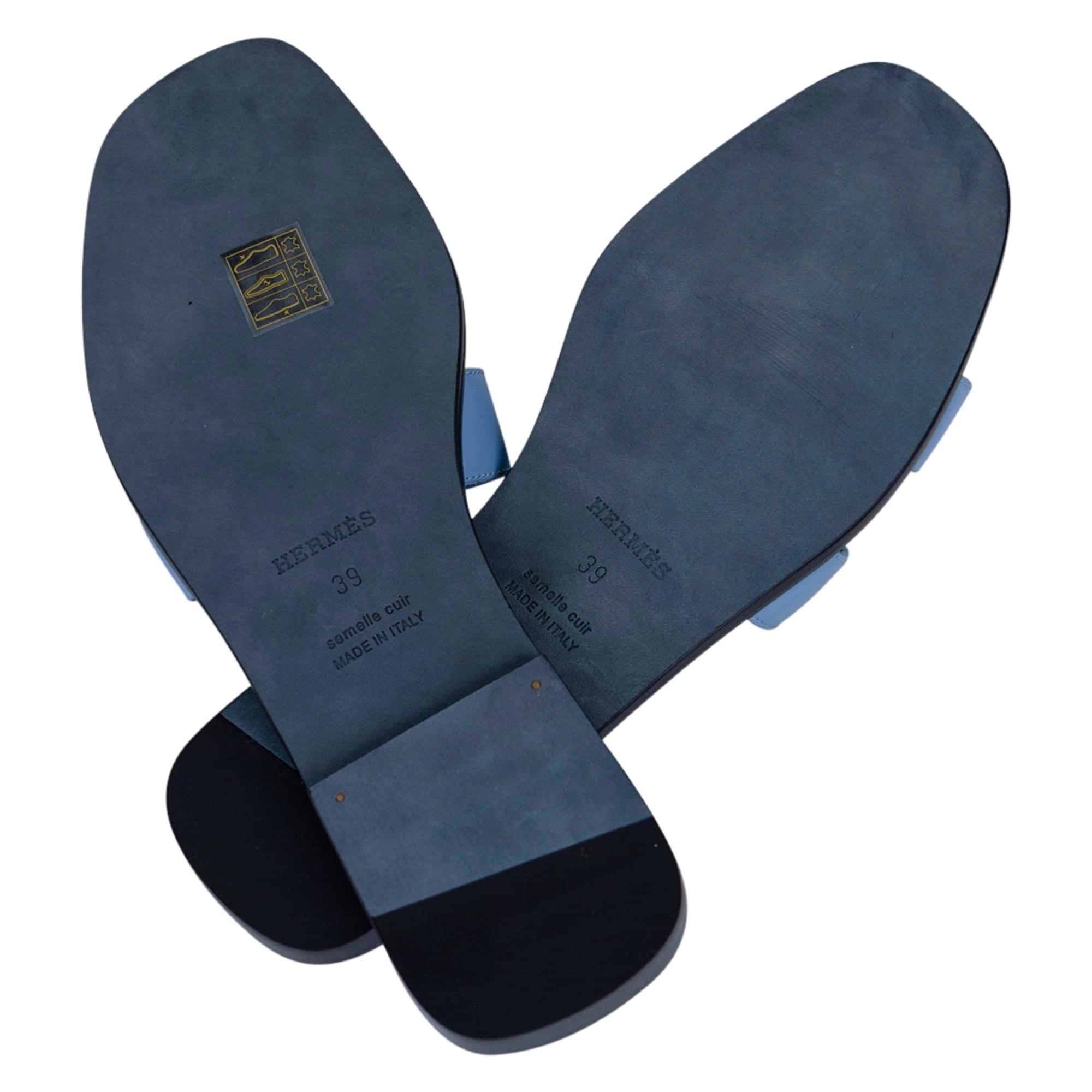 Hermes Oran Sandal Bleu Bleuet Calfskin 39 / 9 New w/Box