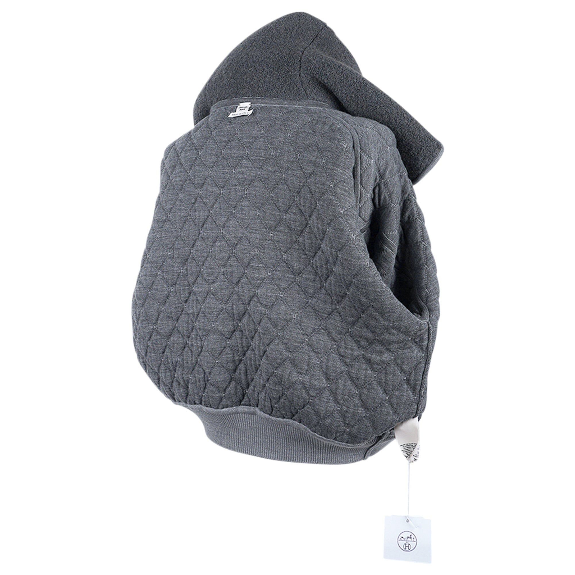 Hermes Zip Cardigan Quilted Hoodie Jacket Grey 40 / 6 – Mightychic