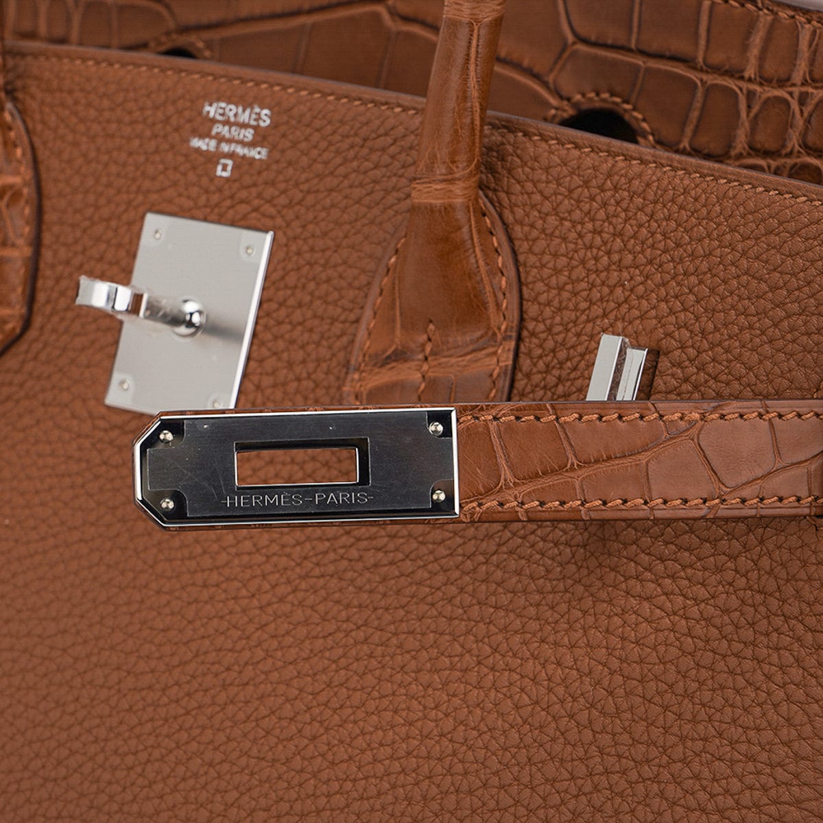 Hermès Togo & Matte Alligator Birkin Touch 30 - Brown Handle Bags, Handbags  - HER535533