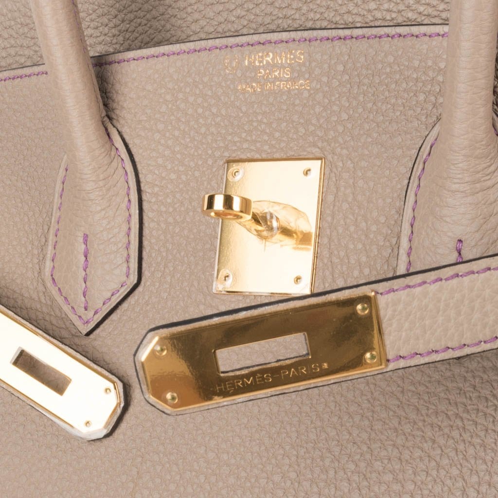 Hermes Birkin Bag 35cm Gris Tourterelle Togo Blue Paon Gold Hardware
