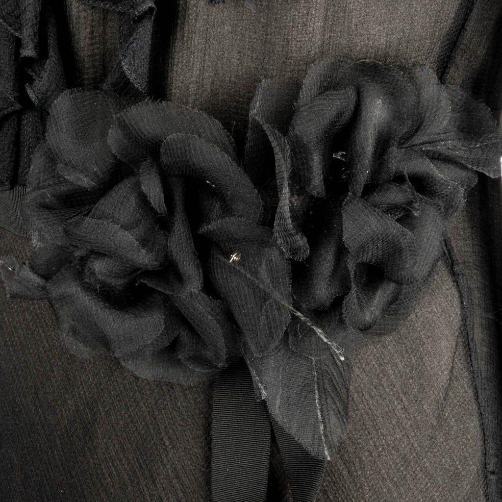 Oscar de la Renta Vintage Black Silk Chiffon Ruffle Dress Size 12 fits 8