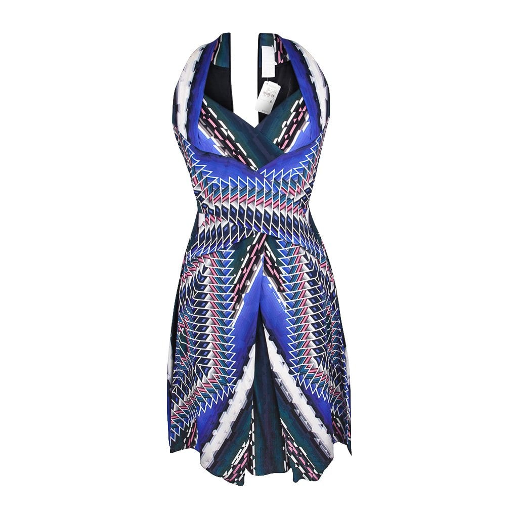 Peter Pilotto Dress Vivid Print Halter Style Silk 6 nwt