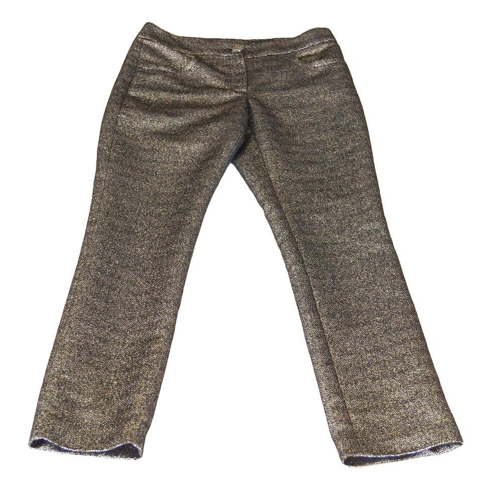 Chanel Pant 12A Gold and Black Tweed Size 38 / 4 – Mightychic