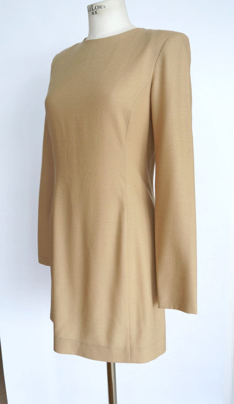 The Row Dress Camel Sleek Long Sleeve 8 fits 6 - mightychic