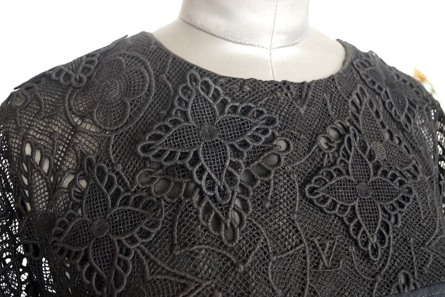 Louis Vuitton Dress Black Monogram Lace 36 / 4 nwt - mightychic