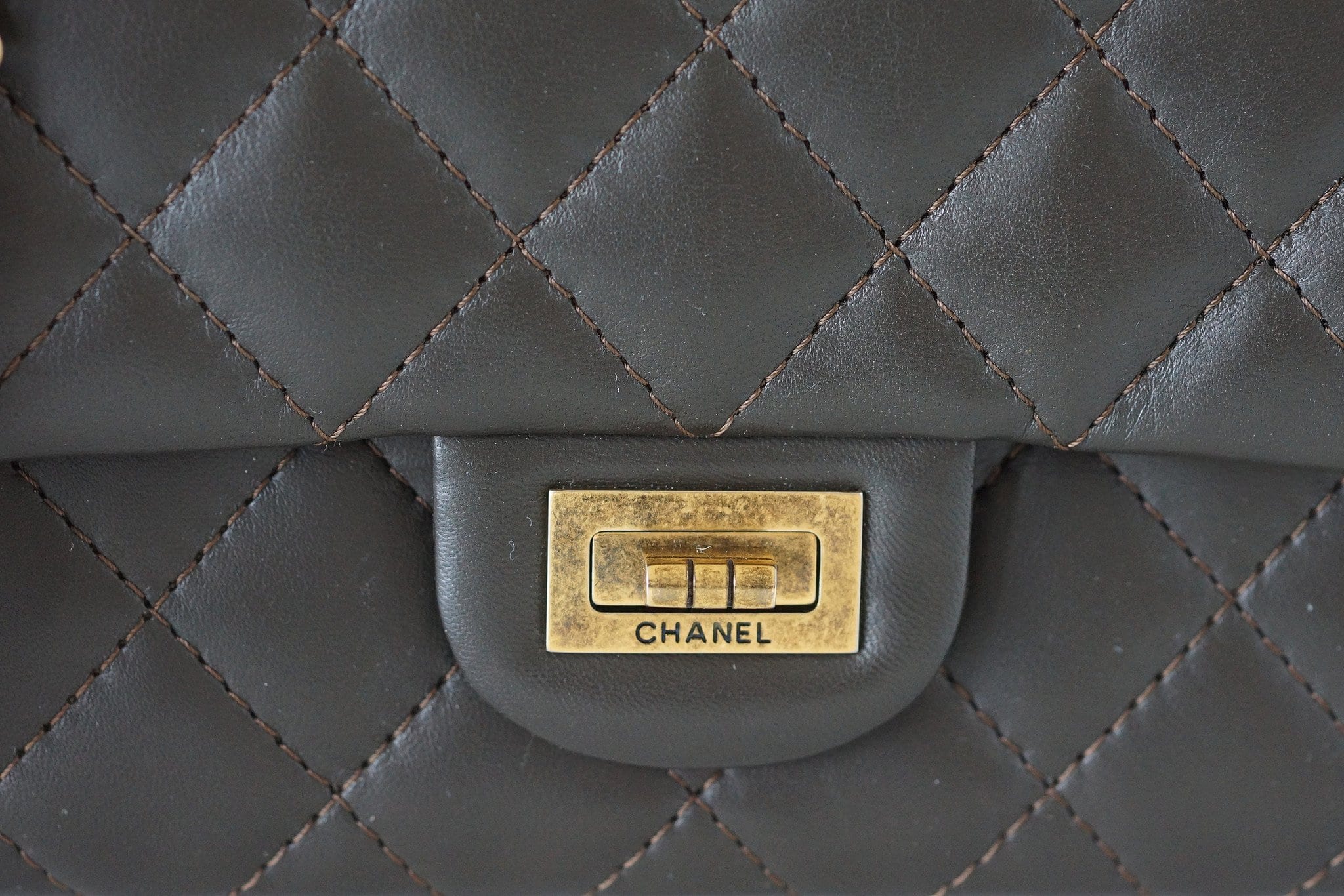 Chanel Metallic Grey Quilted Leather Perforated Classic Single