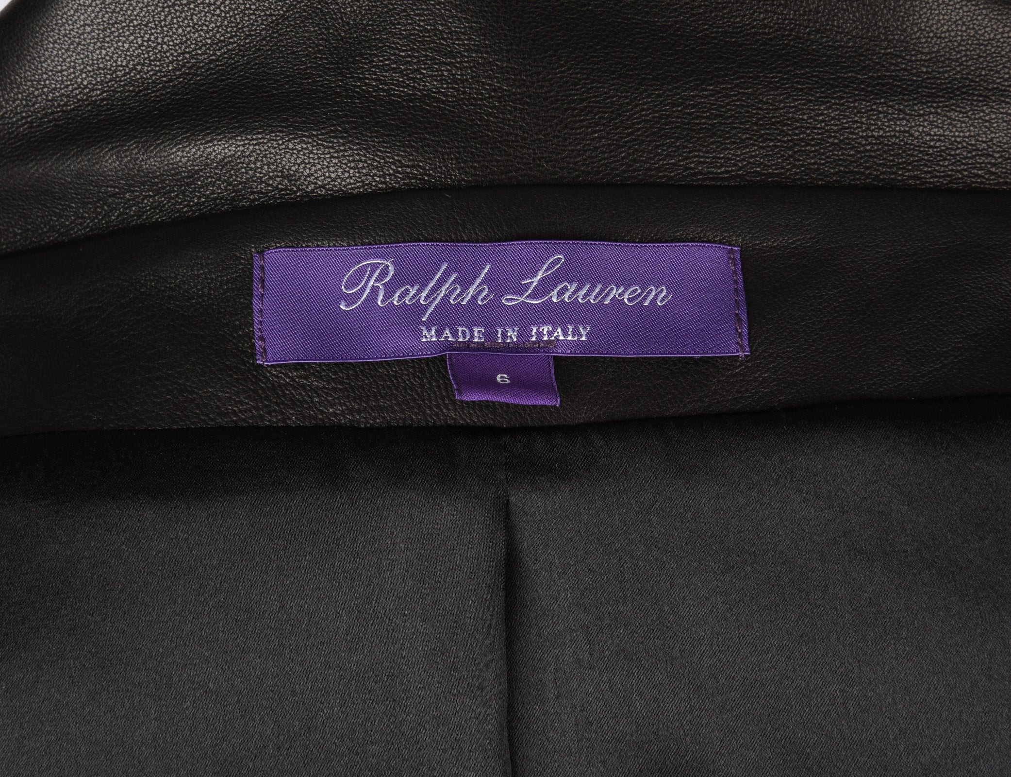 Ralph Lauren Jacket Lamb Leather Portrait Collar Purple Label 6 New - mightychic