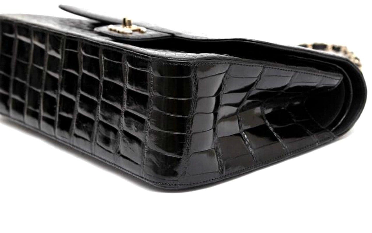 Chanel Medium Classic Crocodile Double Flap Bag - Black Shoulder Bags,  Handbags - CHA101297